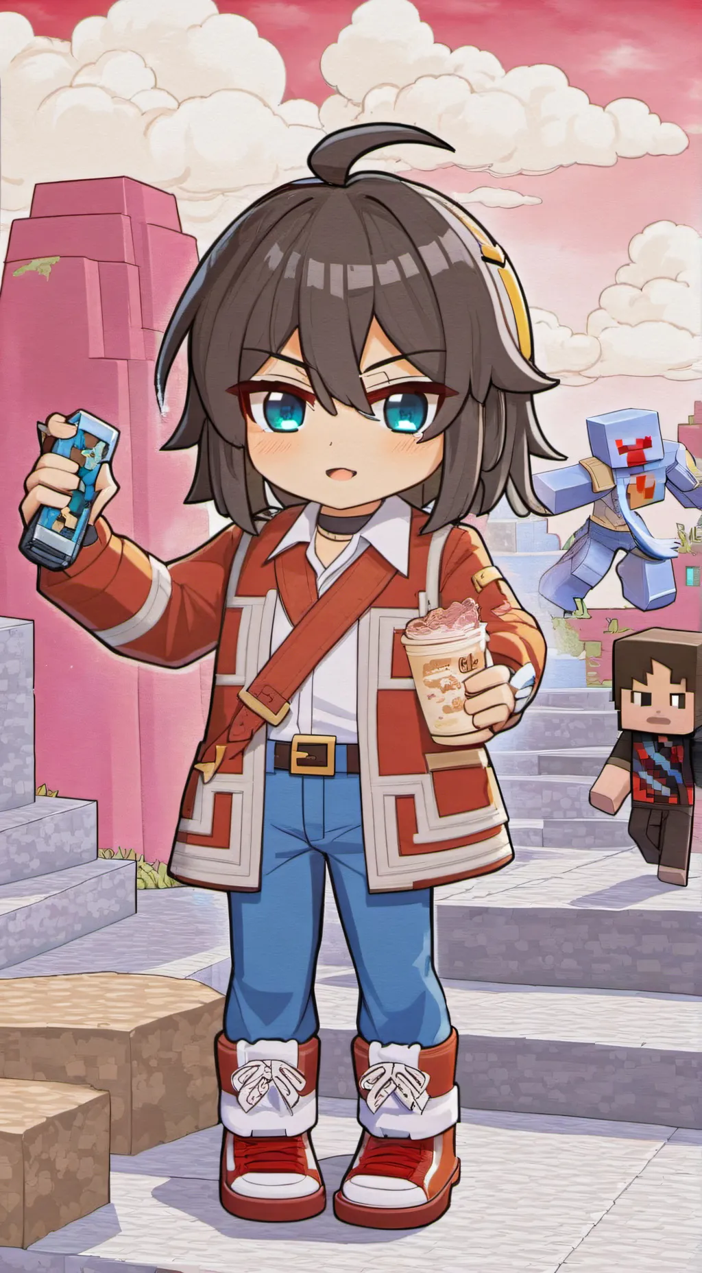 ai character: ❤️Minecraft💛 background