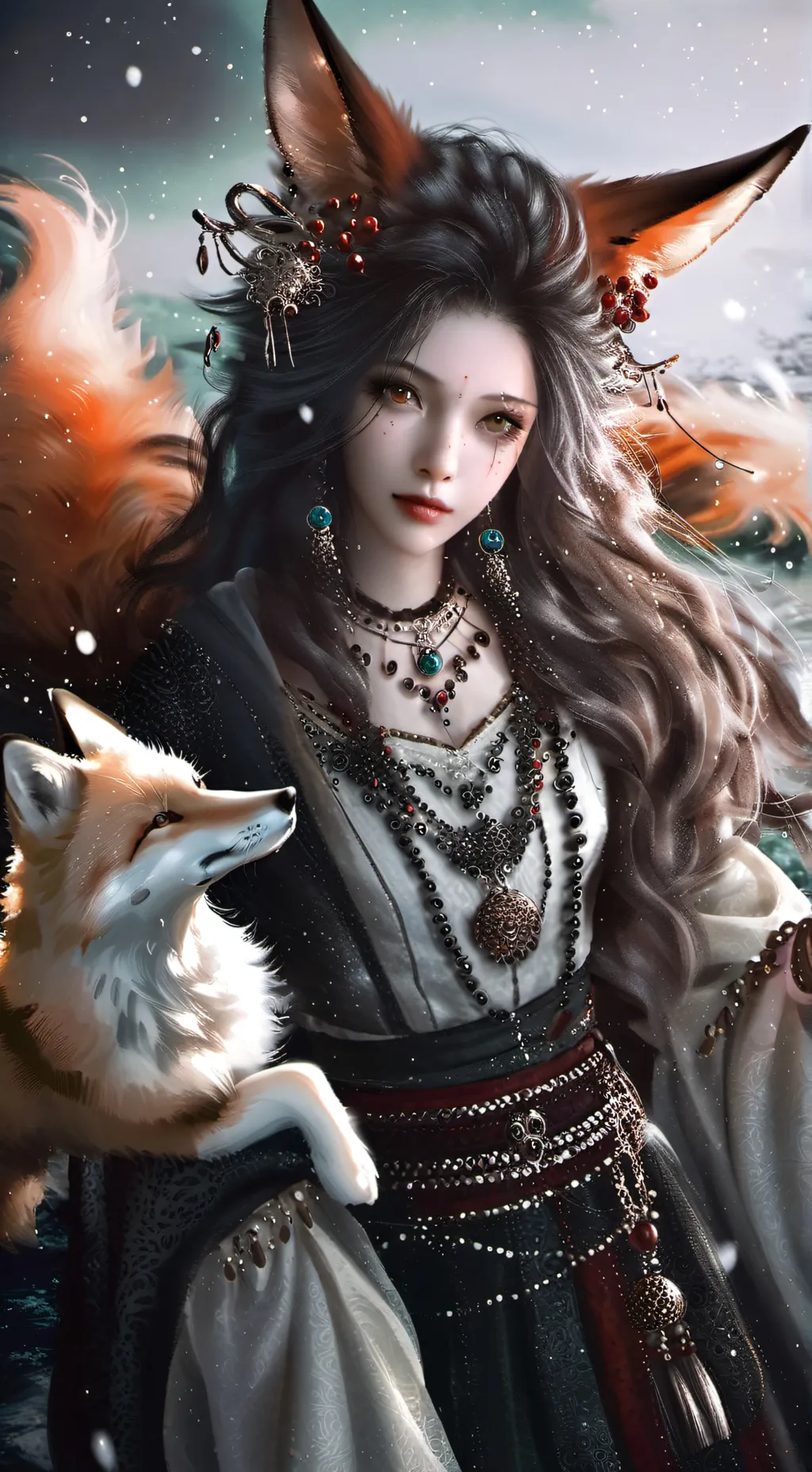 ai character: Red Fox Girl background