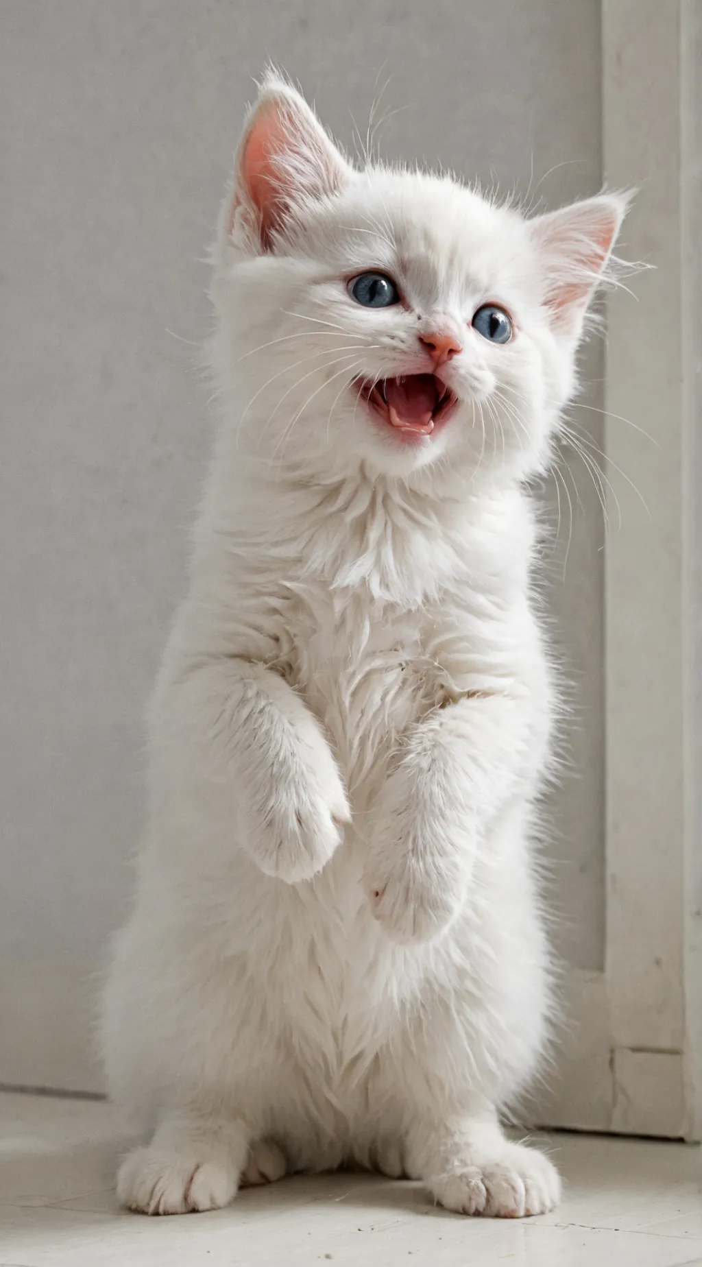 ai character: crying white kitty background