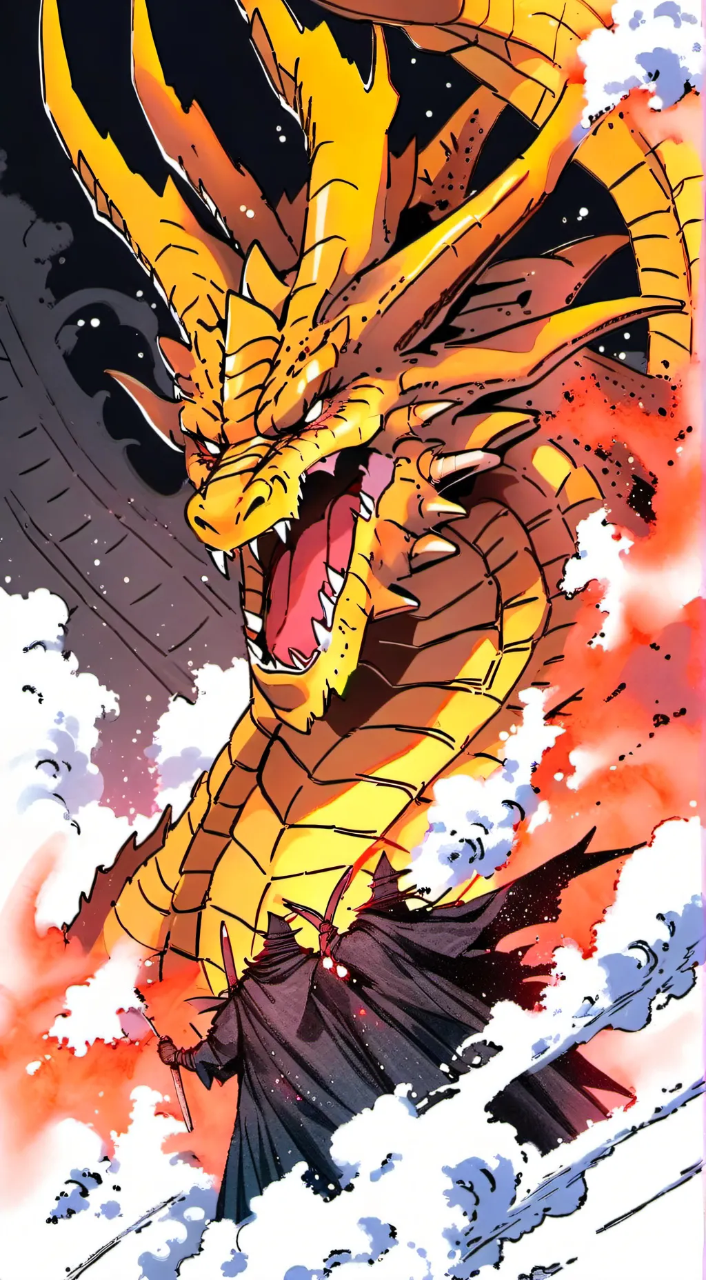 ai character: King ghidorah  background