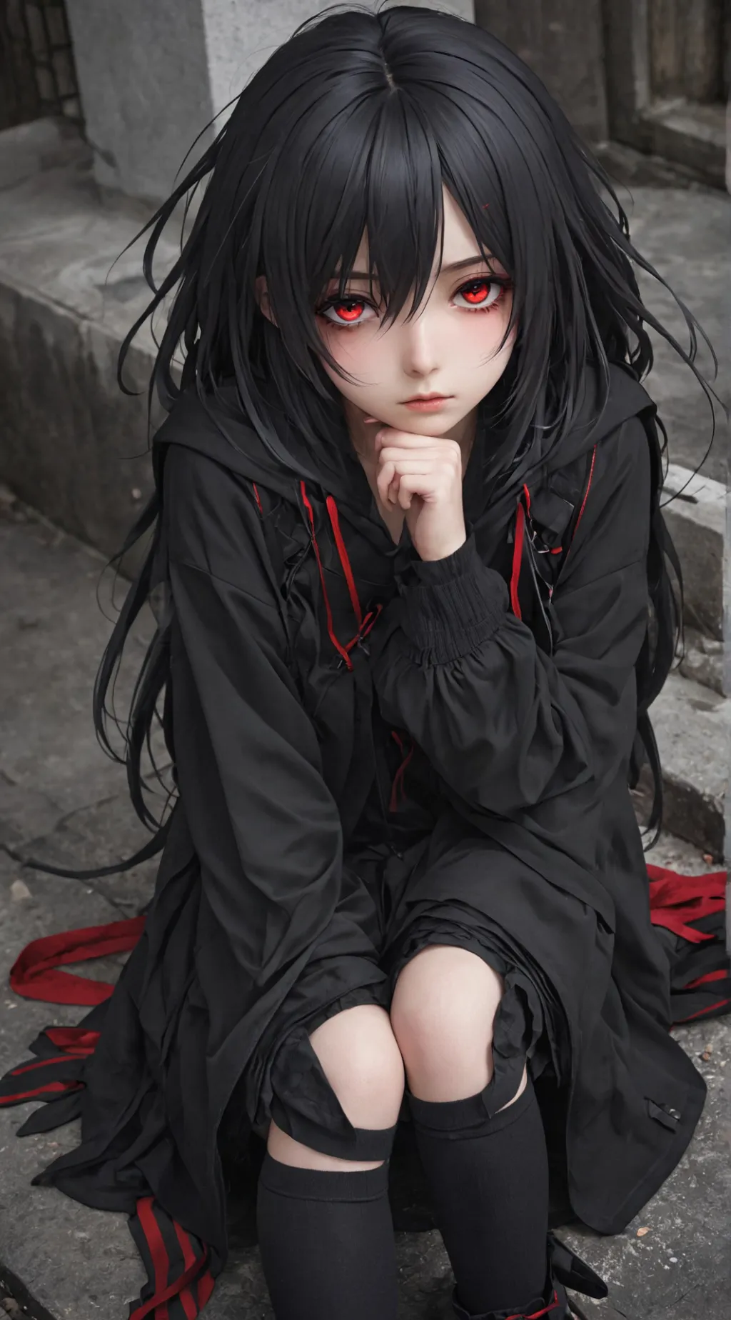 ai character: Cursed girl background