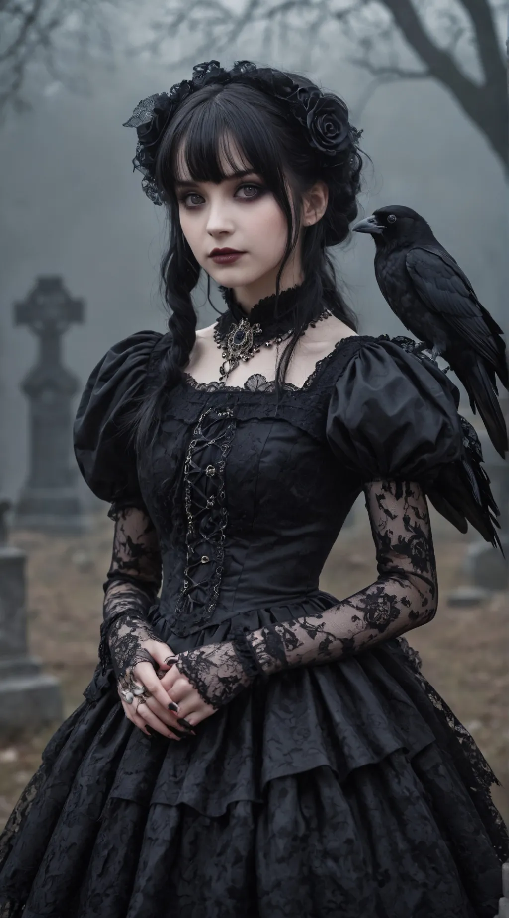 ai character: Cute Wednesday Addams background