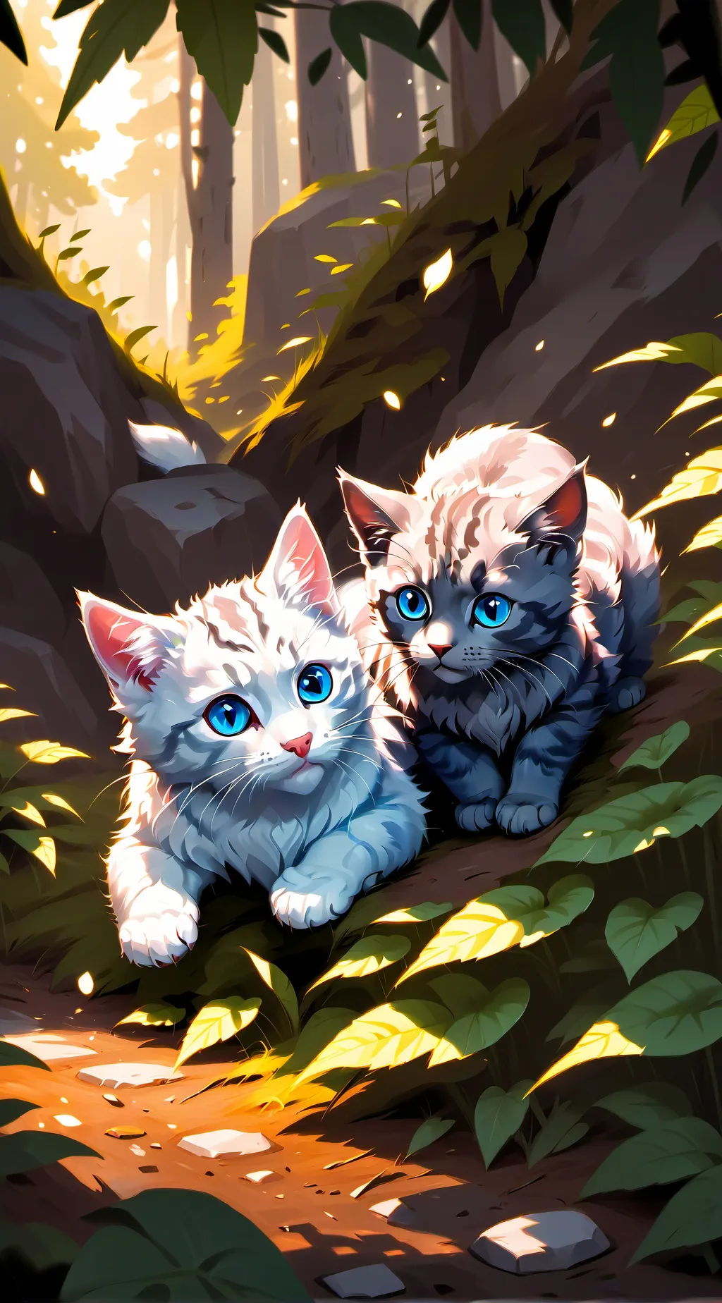 ai character: Snowkit,Bluekit background