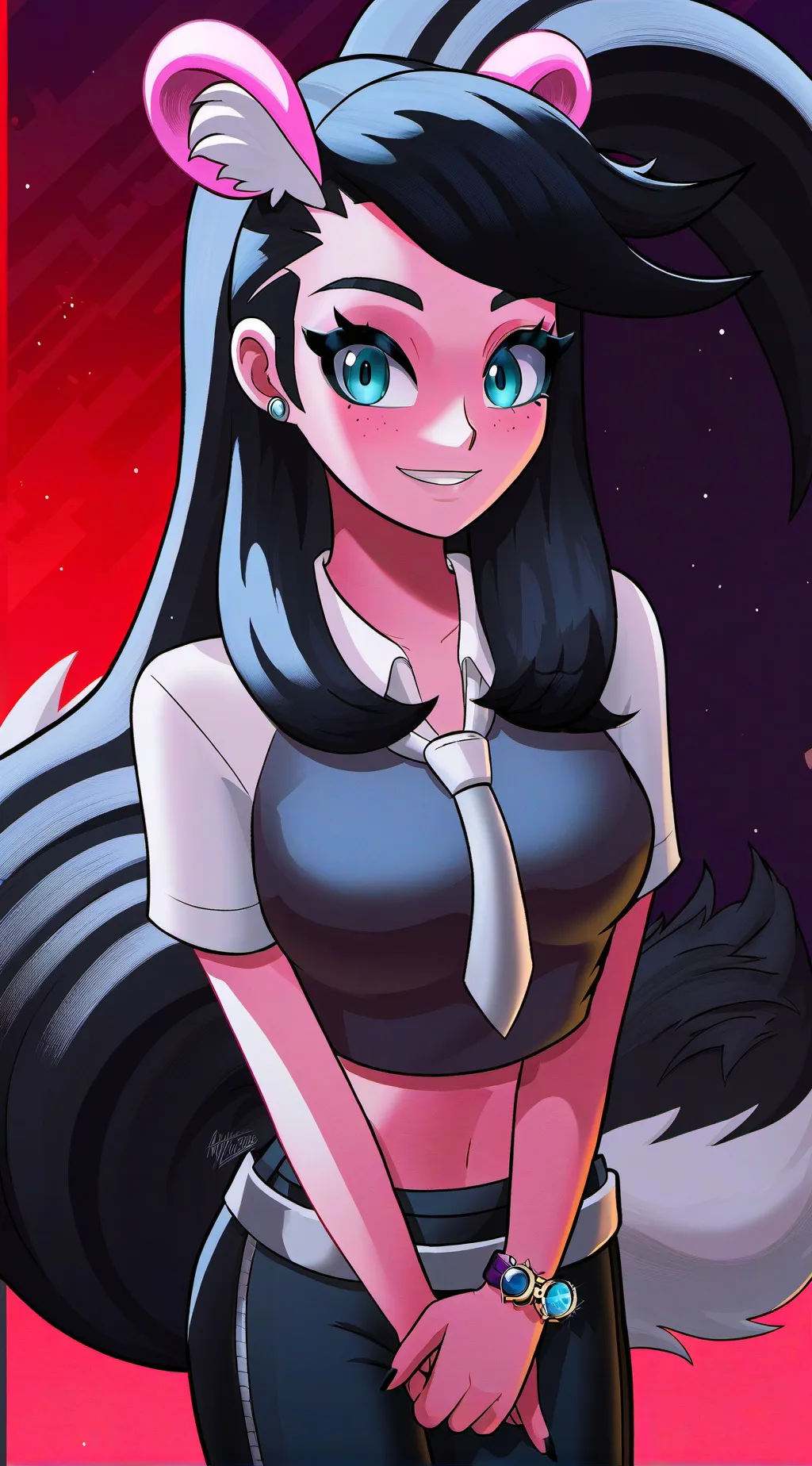 ai character: Skunk girl tf tg  background
