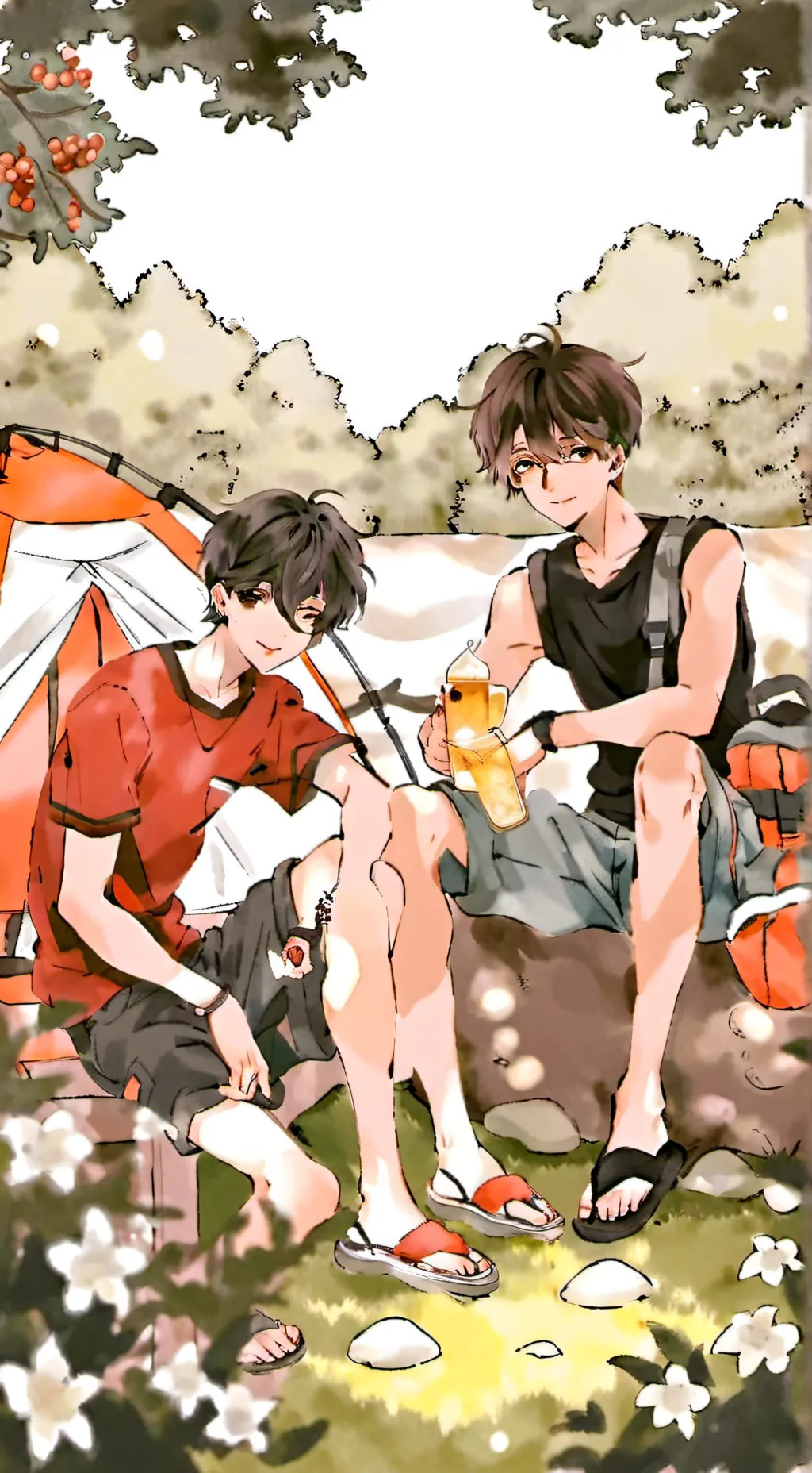 ai character: Summer camp  background