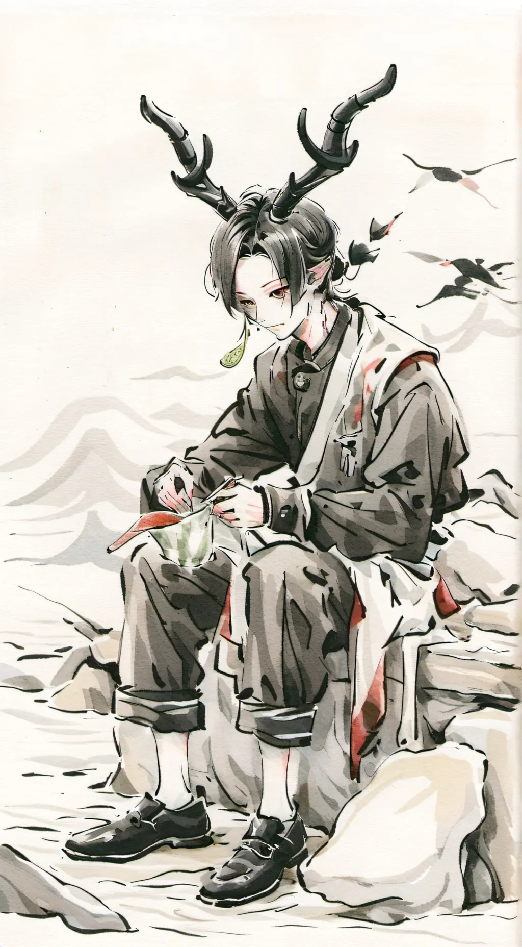 ai character: demon eats socks background