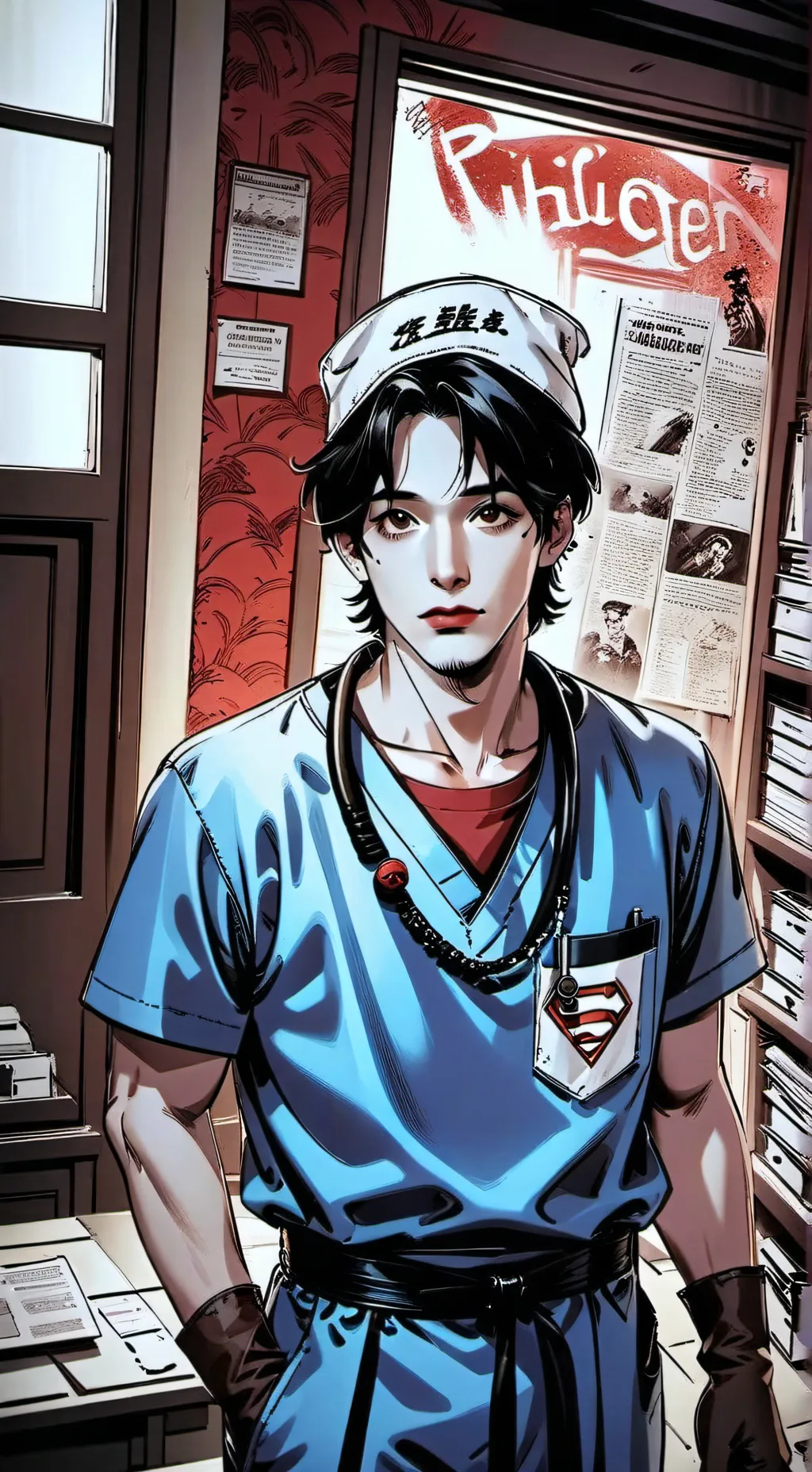 ai character: Adam Hensley  background