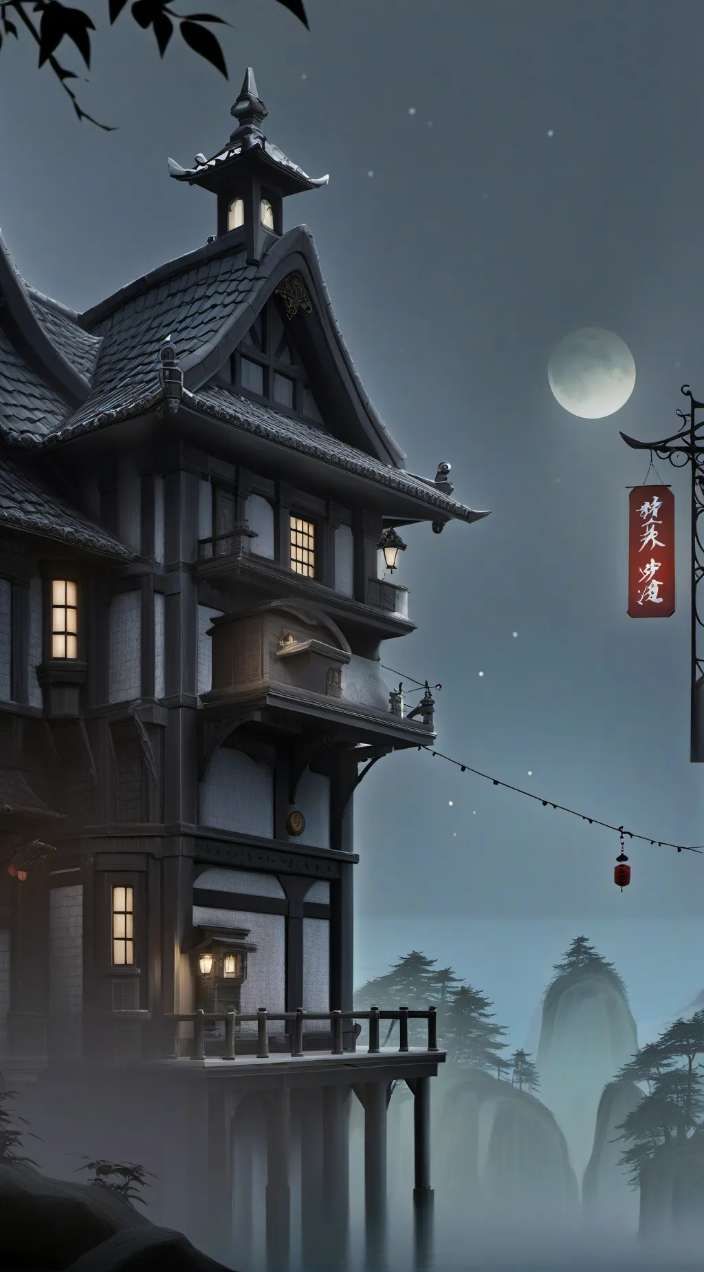 ai character: Casa embrujada  background