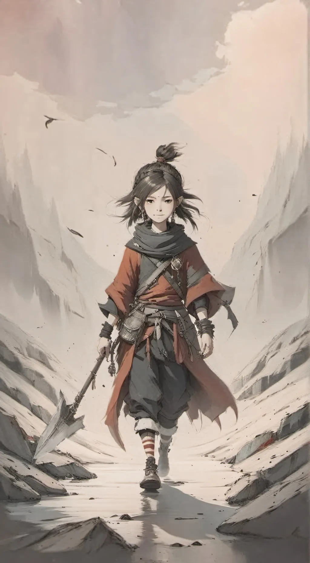 ai character: Wenda x gray background