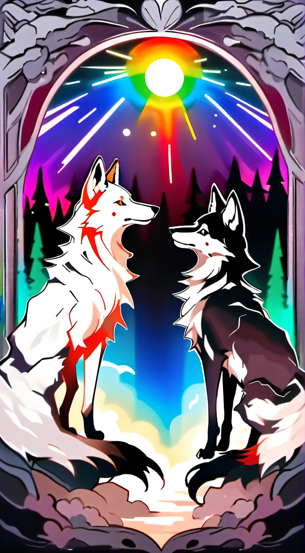 ai character: Cutey and Wolfie background