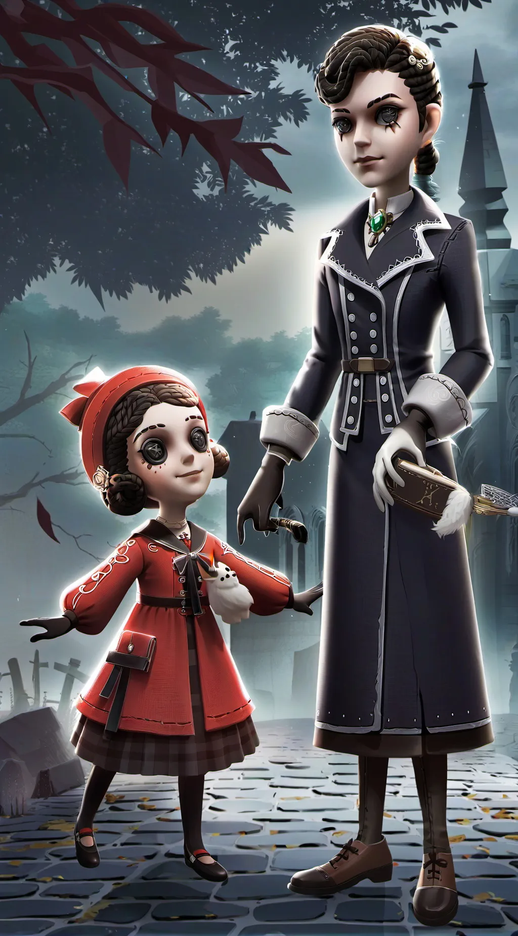 ai character: Button eyes background