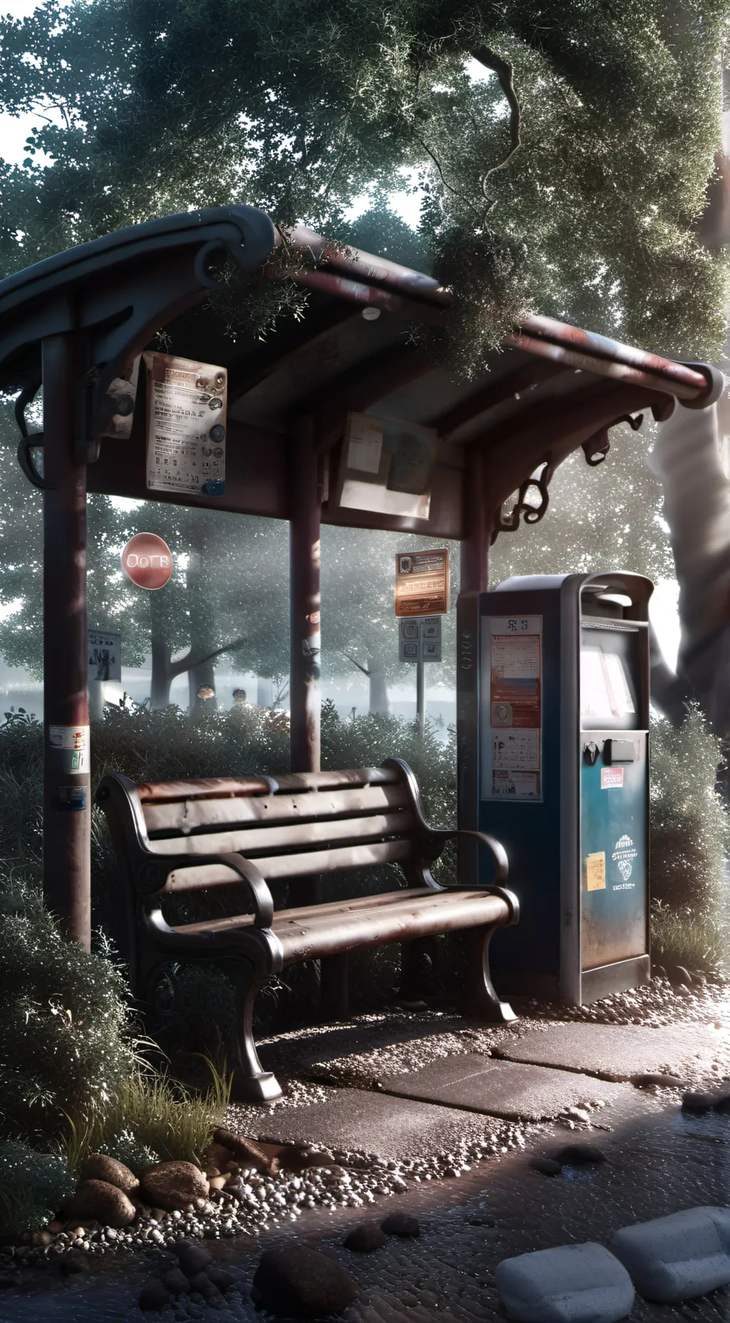 ai character: bus-stop background