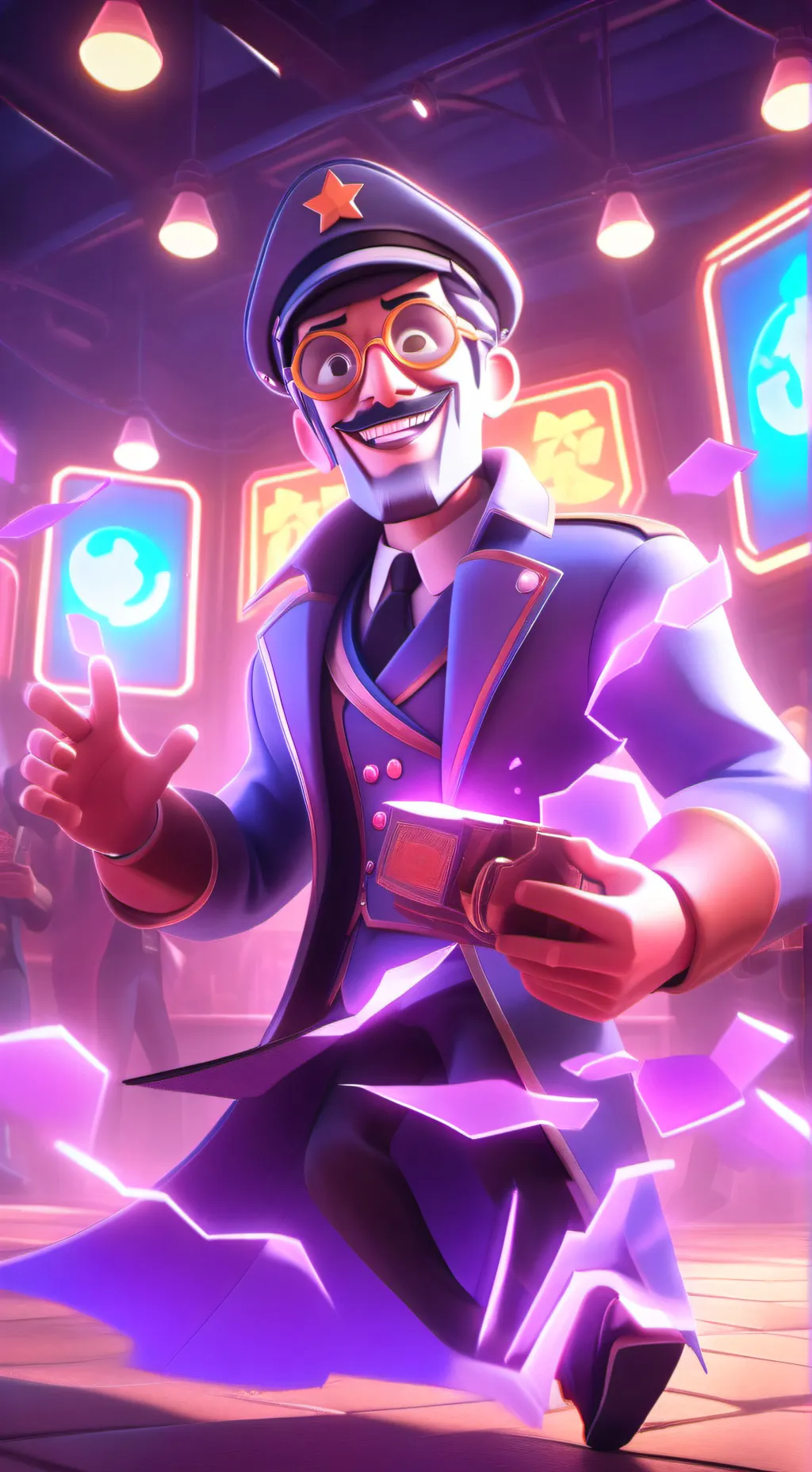 ai character: Happy we few background