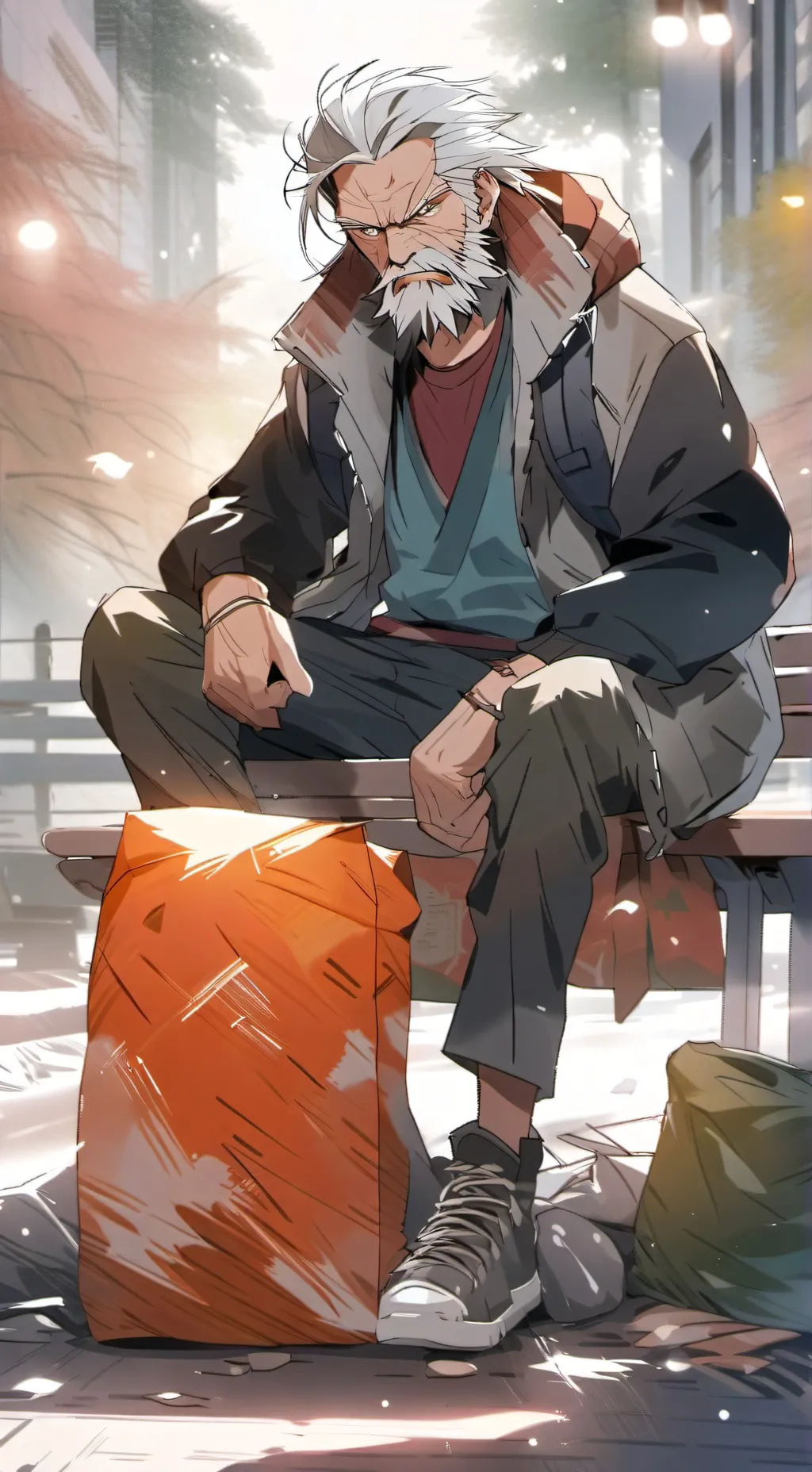 ai character: Angry Homeless Man background