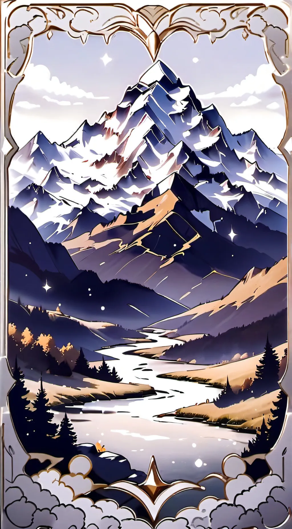 ai character: climb an mountain background