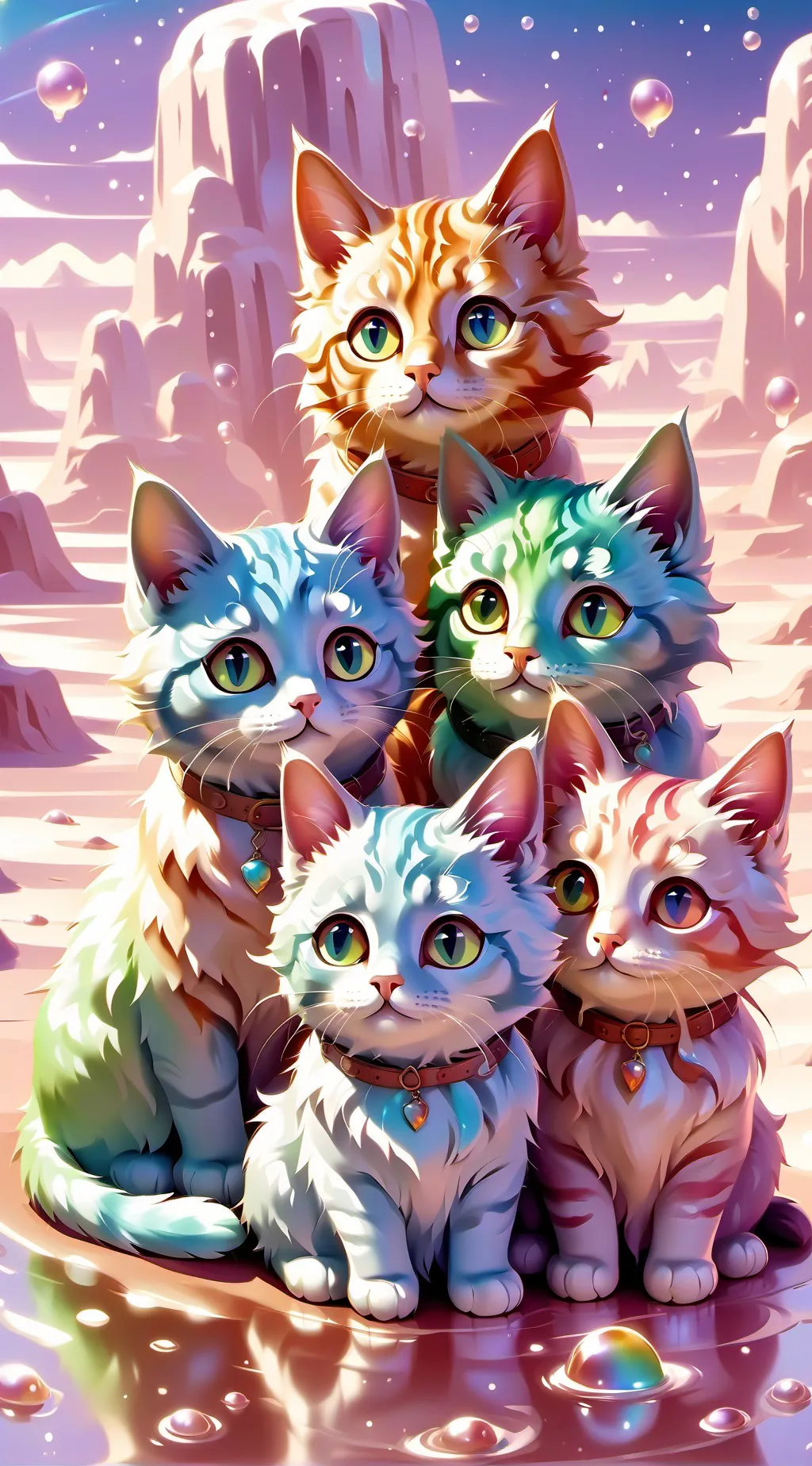 ai character: rainbow cats background