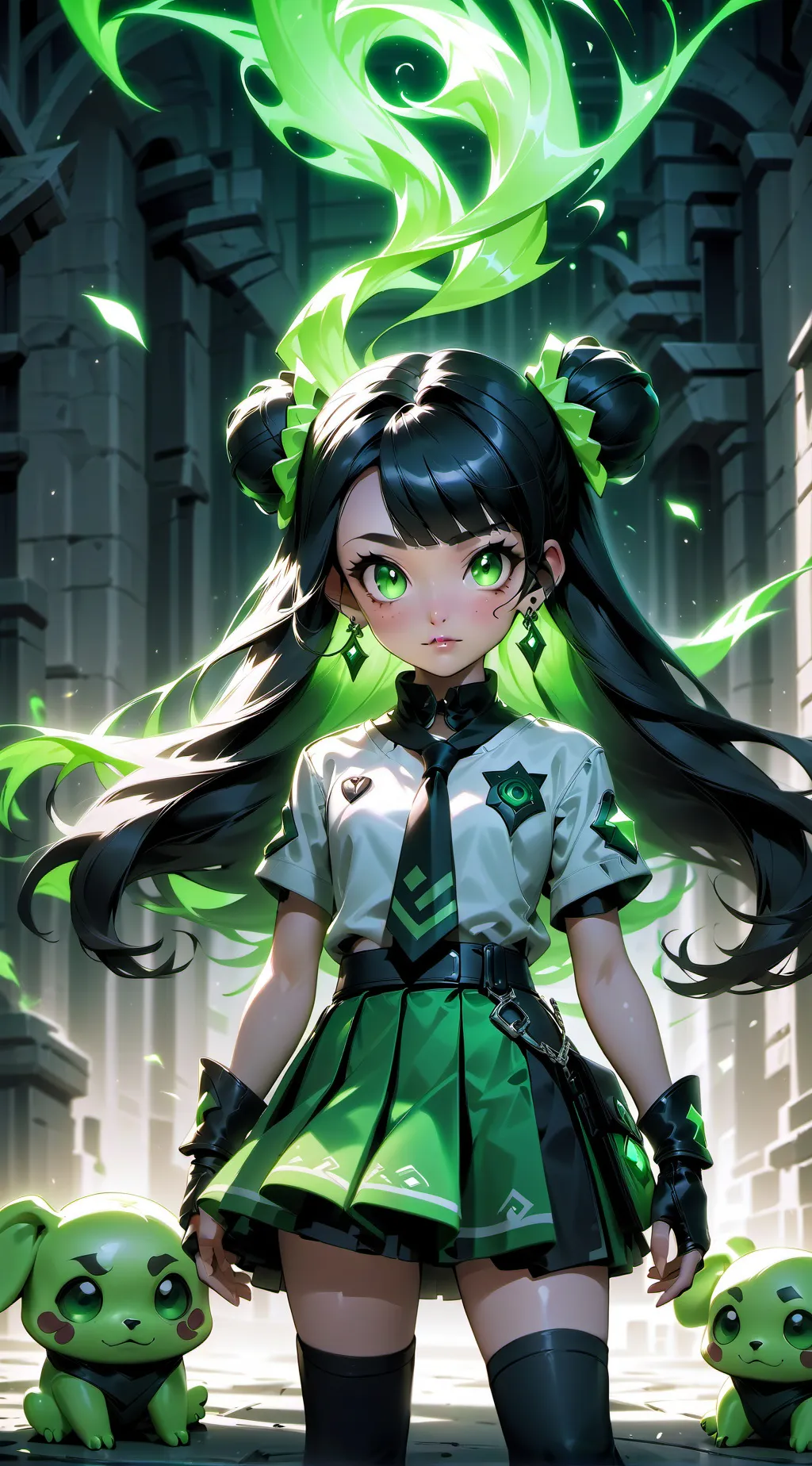 ai character: skirt length  background