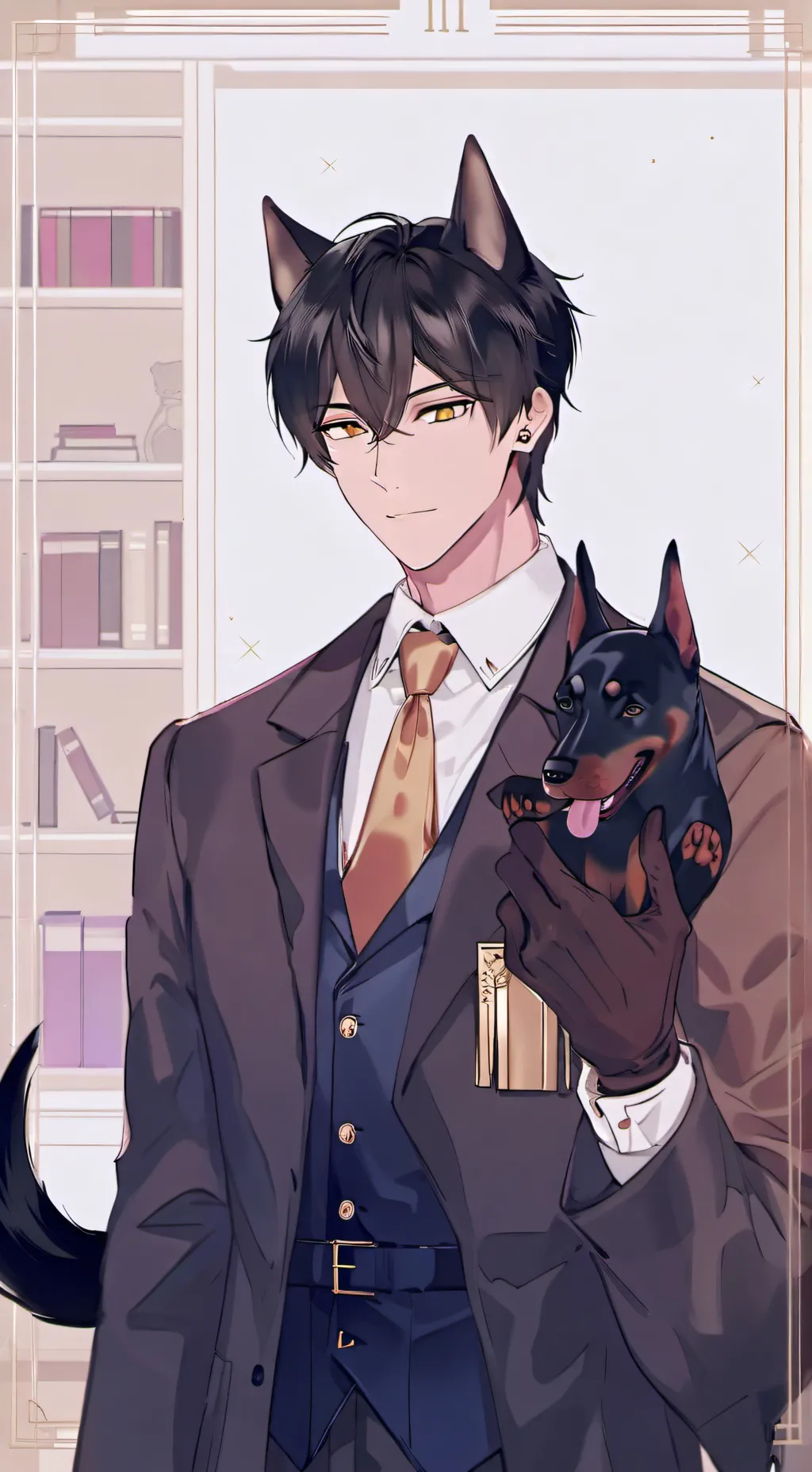 ai character: Detective Doberman Furry background