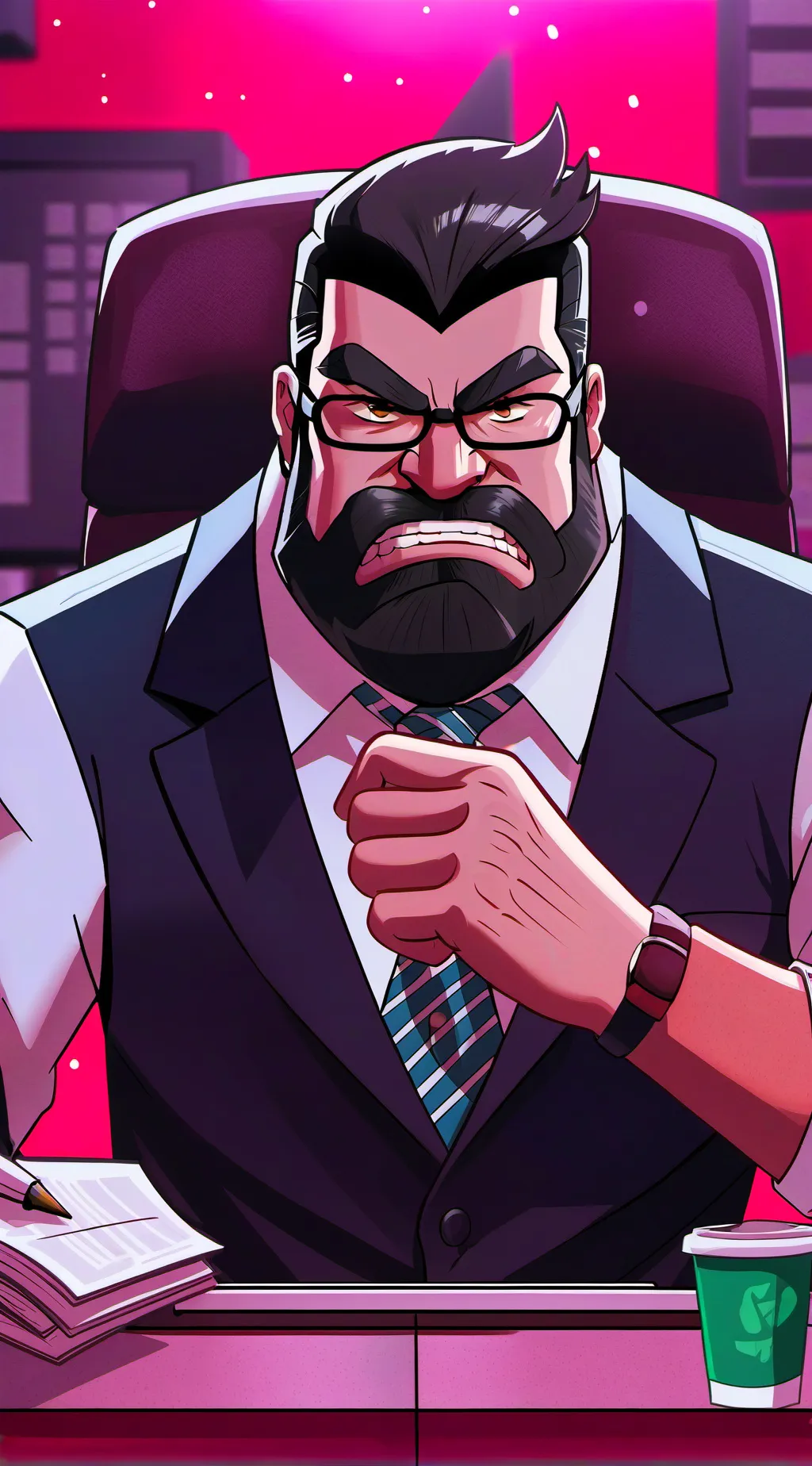 ai character: Angry boss background