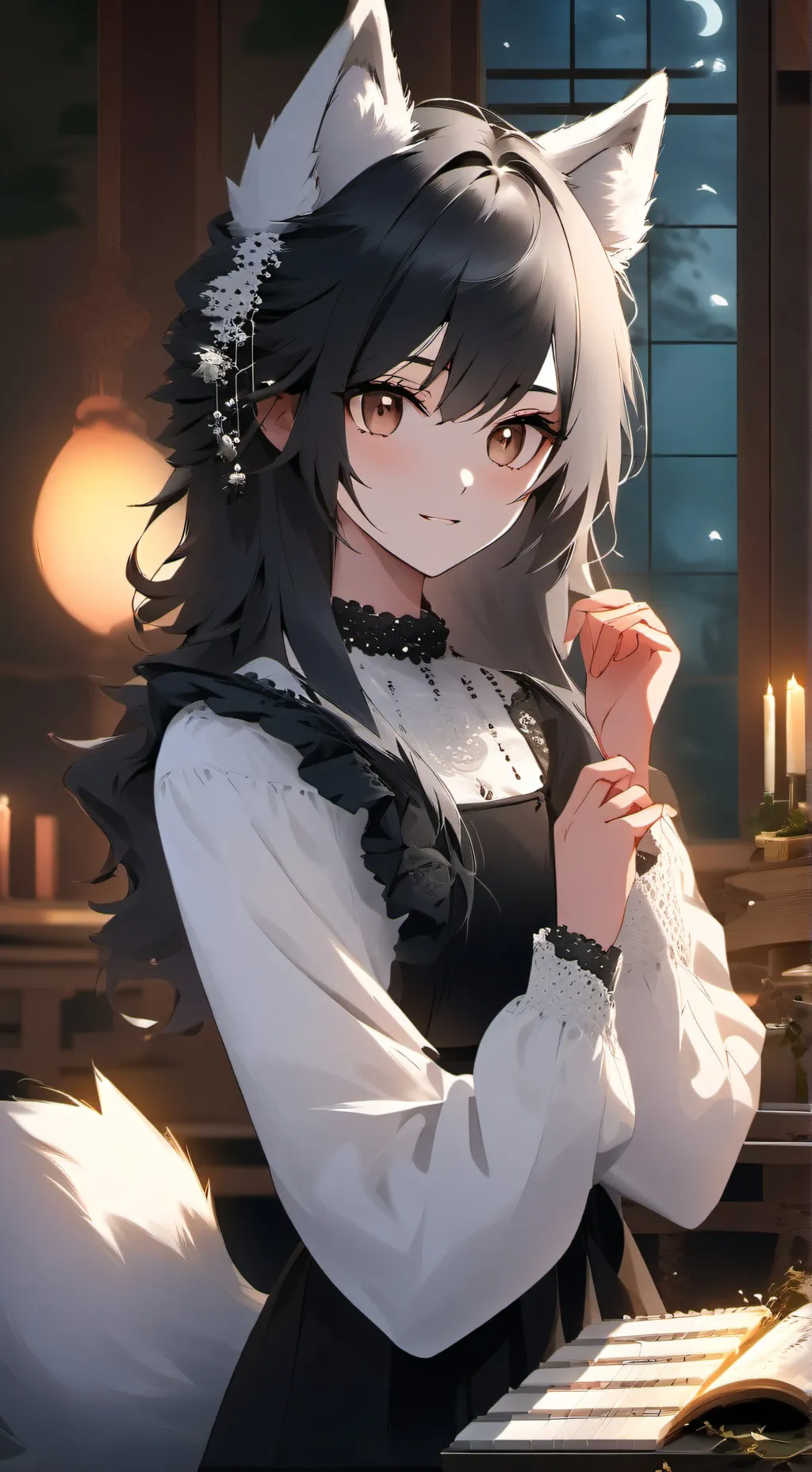 ai character: Luna the Wolf Spirit background