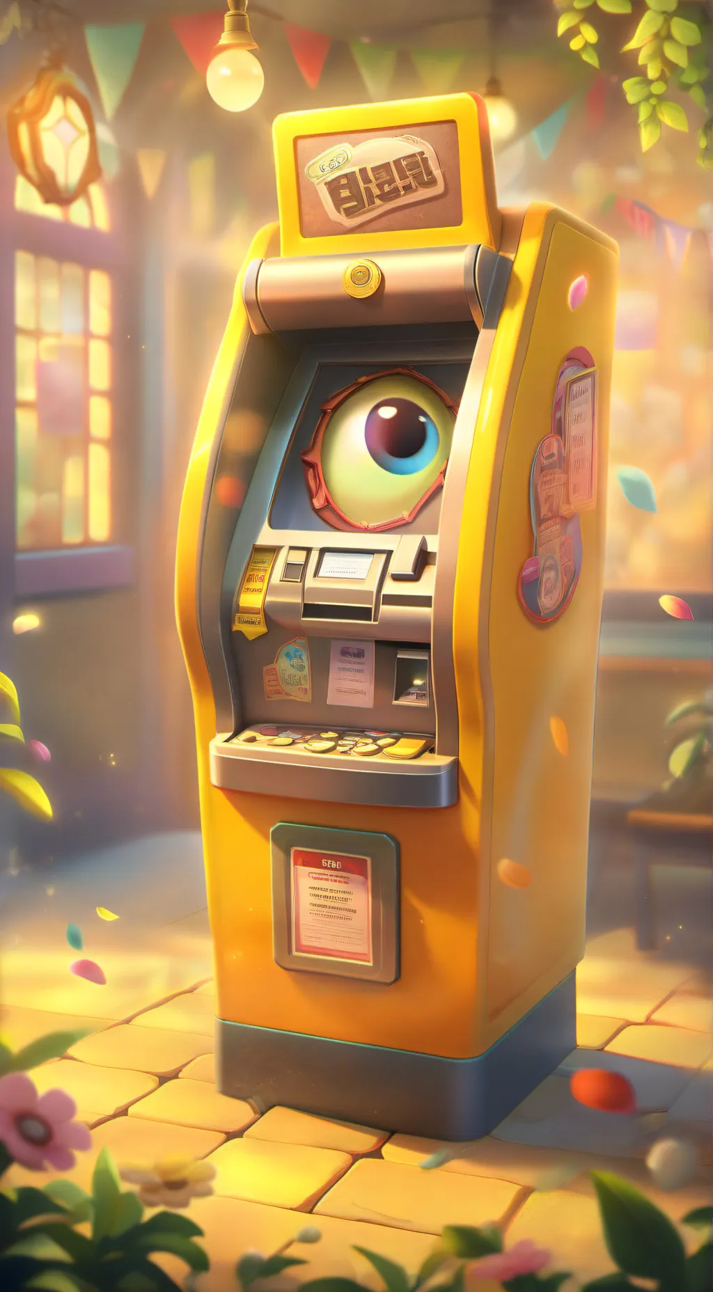 ai character: eyeball machine background