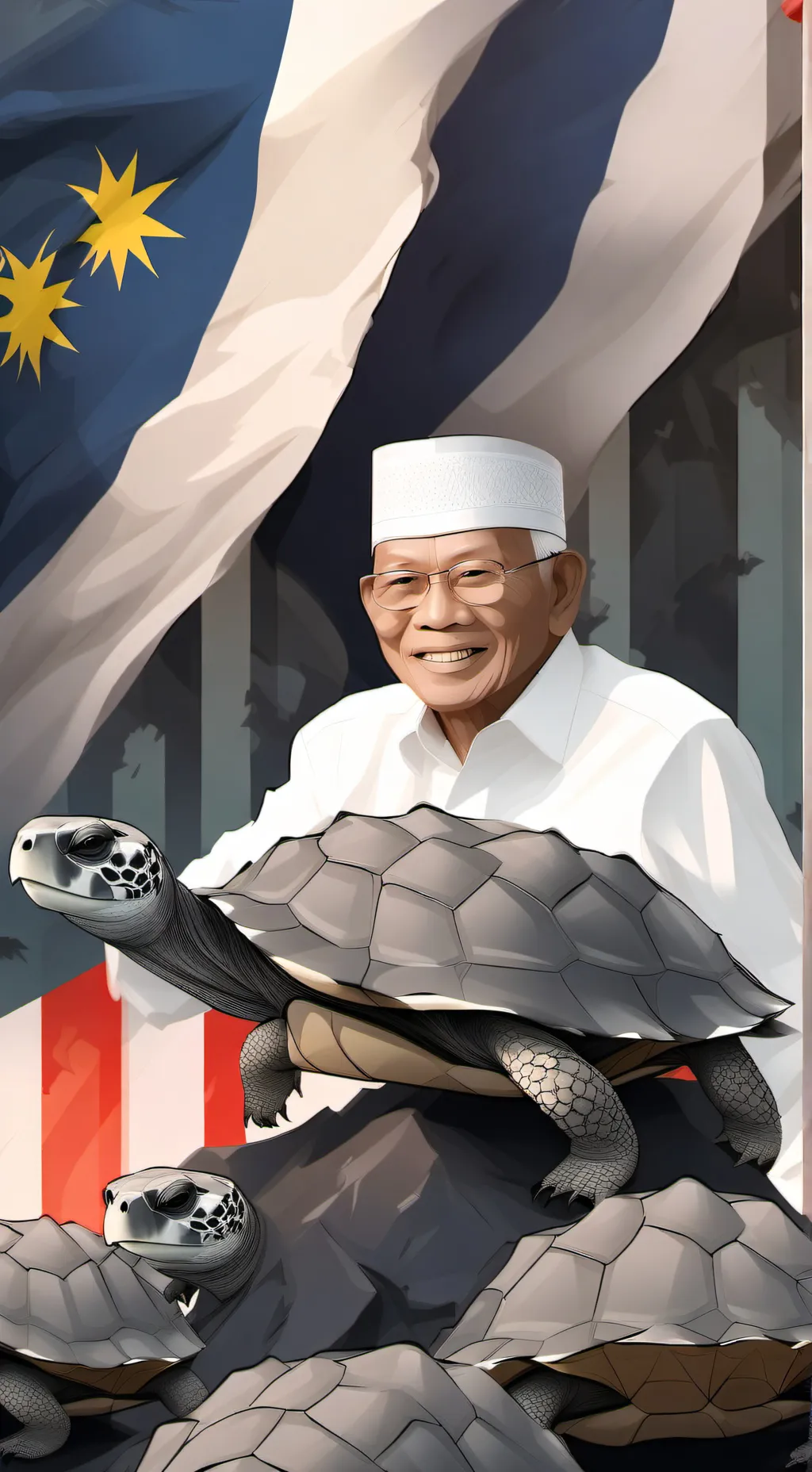 ai character: tortoise Malaysian background