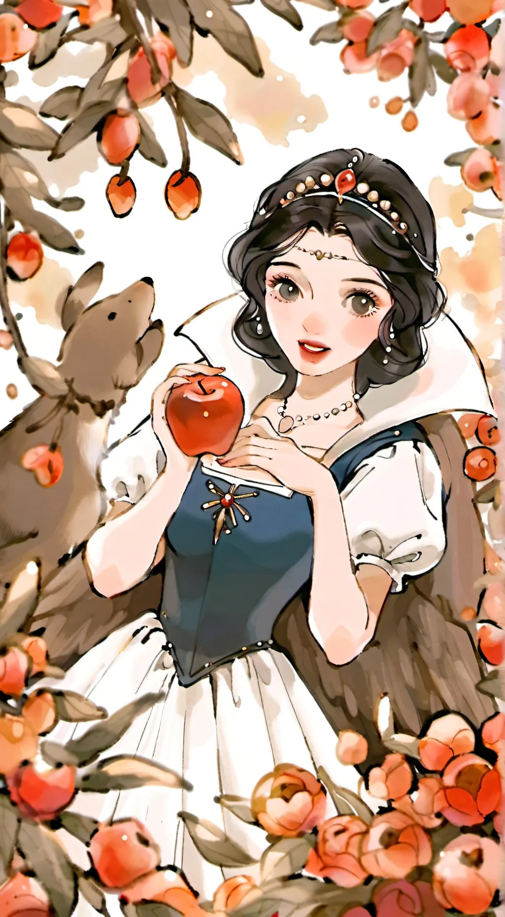 ai character: Snow white  background