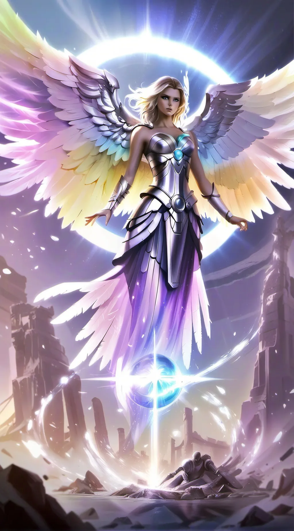 ai character: Lumina archangel  background