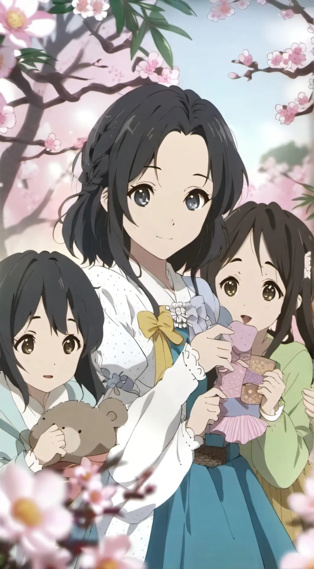 ai character: group of girls background