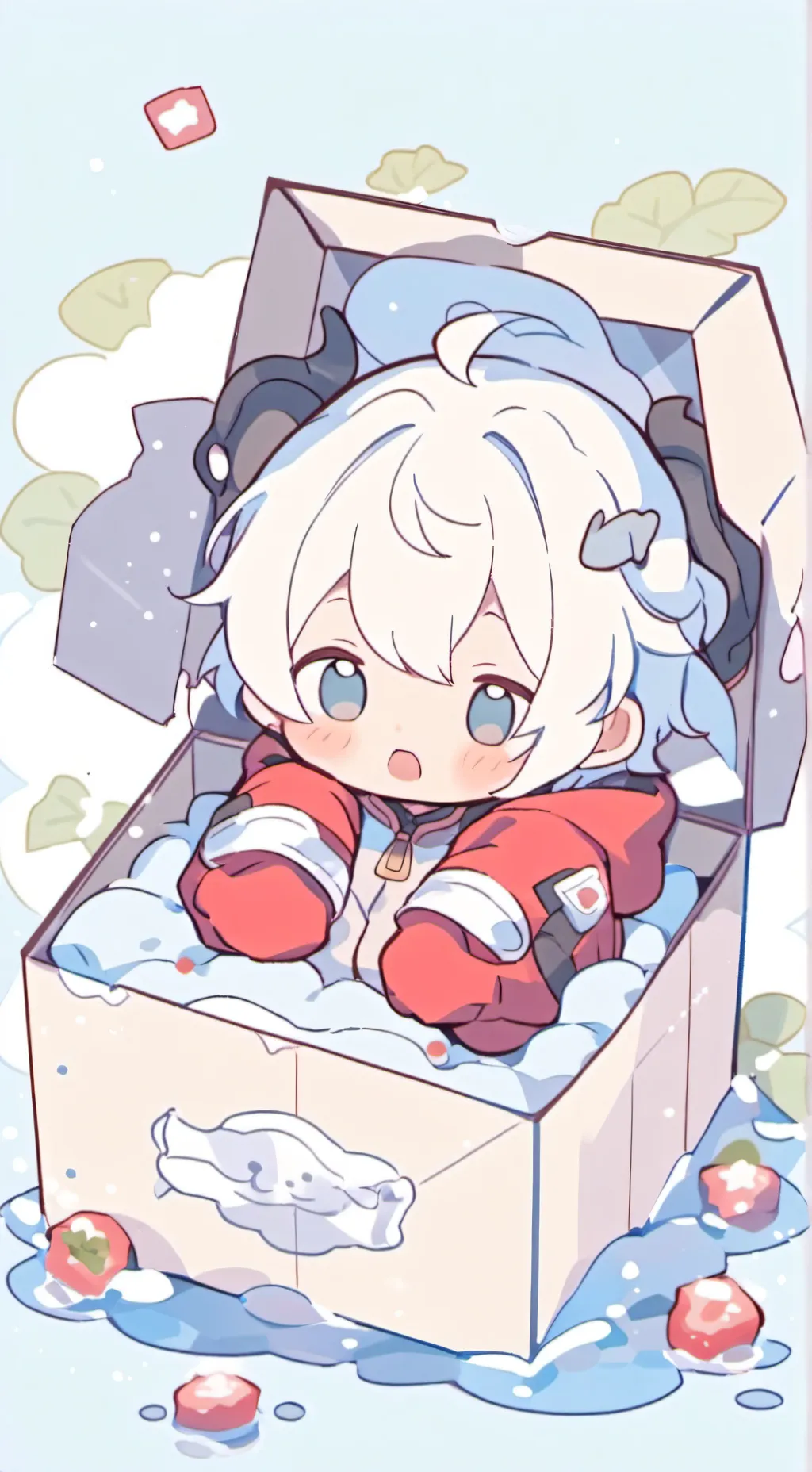 ai character: Baby in a Box background