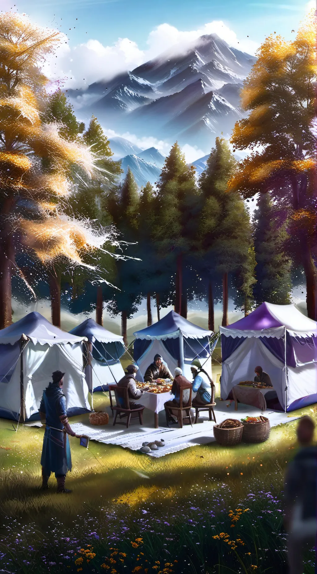 ai character: Camping with mom background