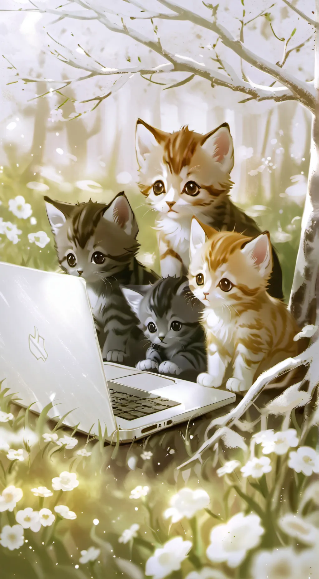 ai character: lil baby kittens background