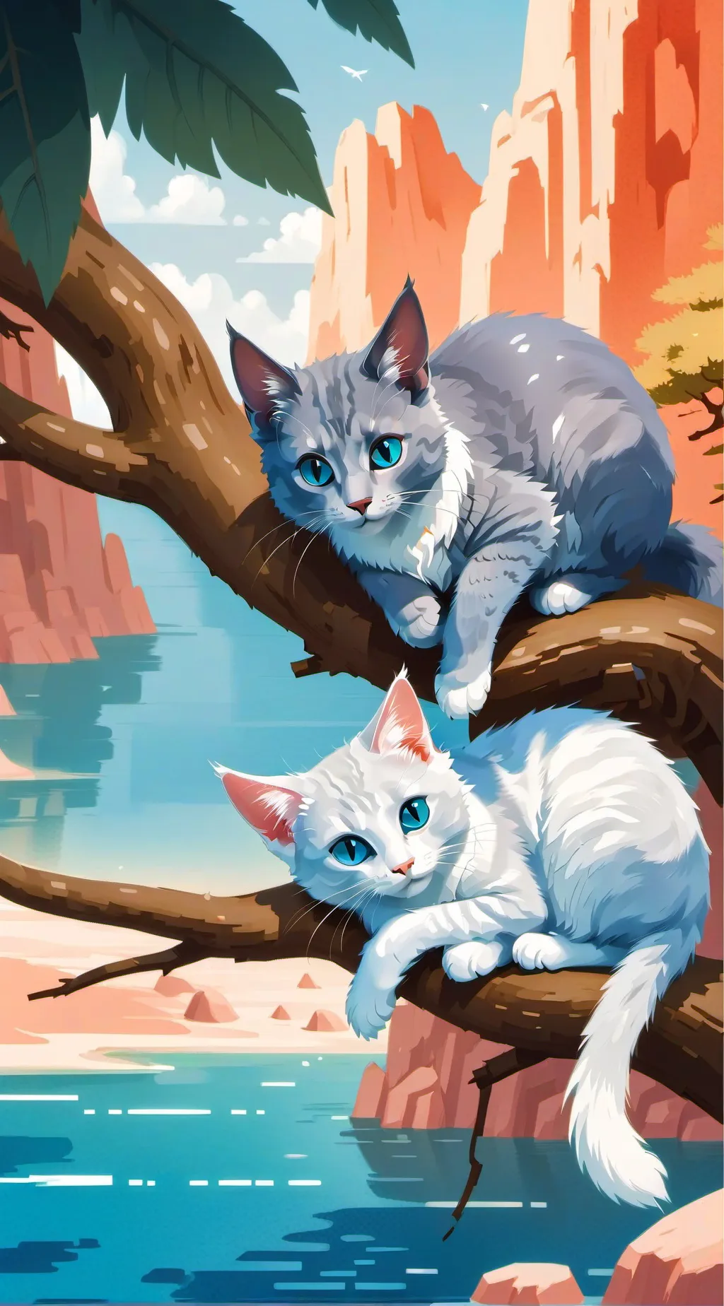 ai character: Bluepaw,Snowpaw background