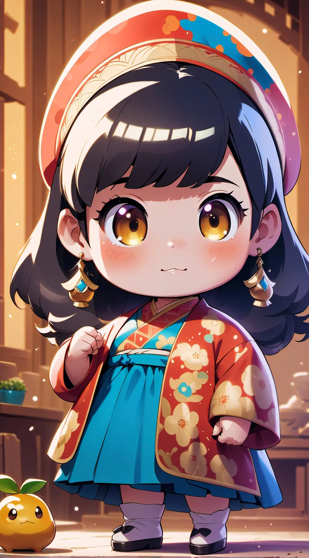 ai character: bebita gordita  background