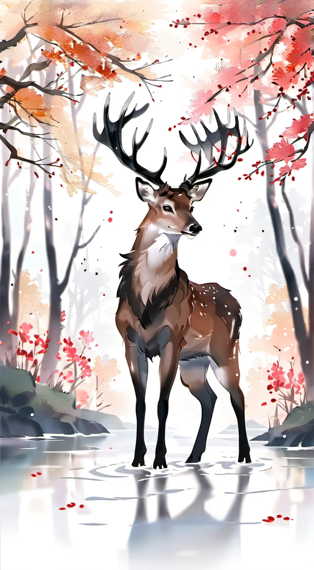ai character: Deer in The sky! background