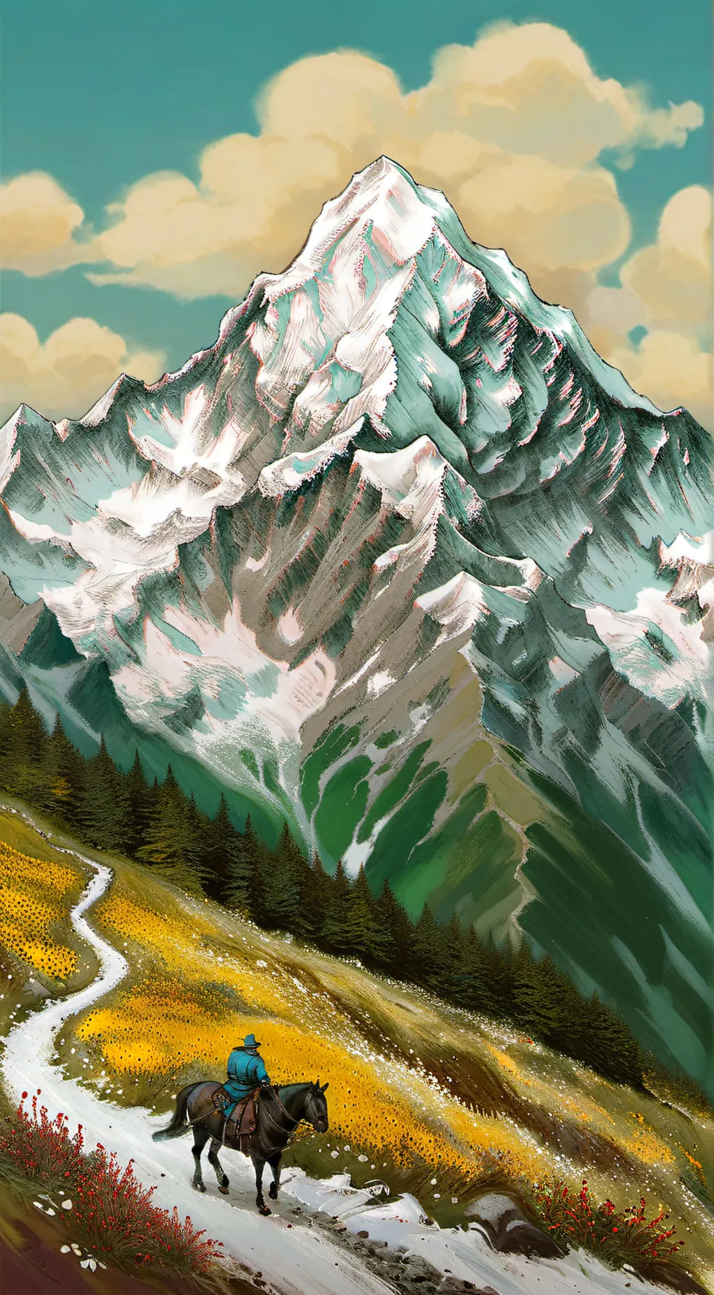 ai character: The mountain background