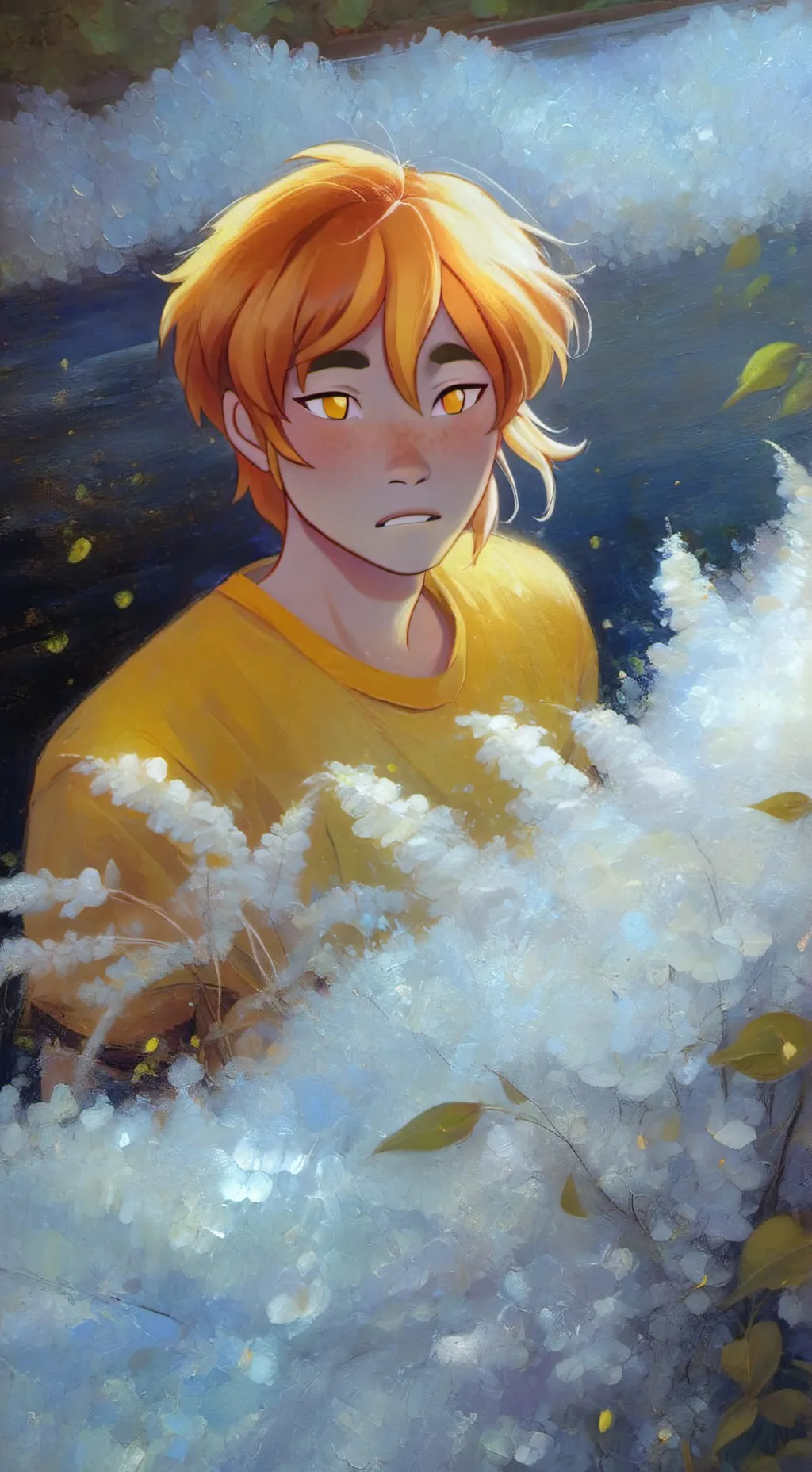 ai character: Lucas lock heart background