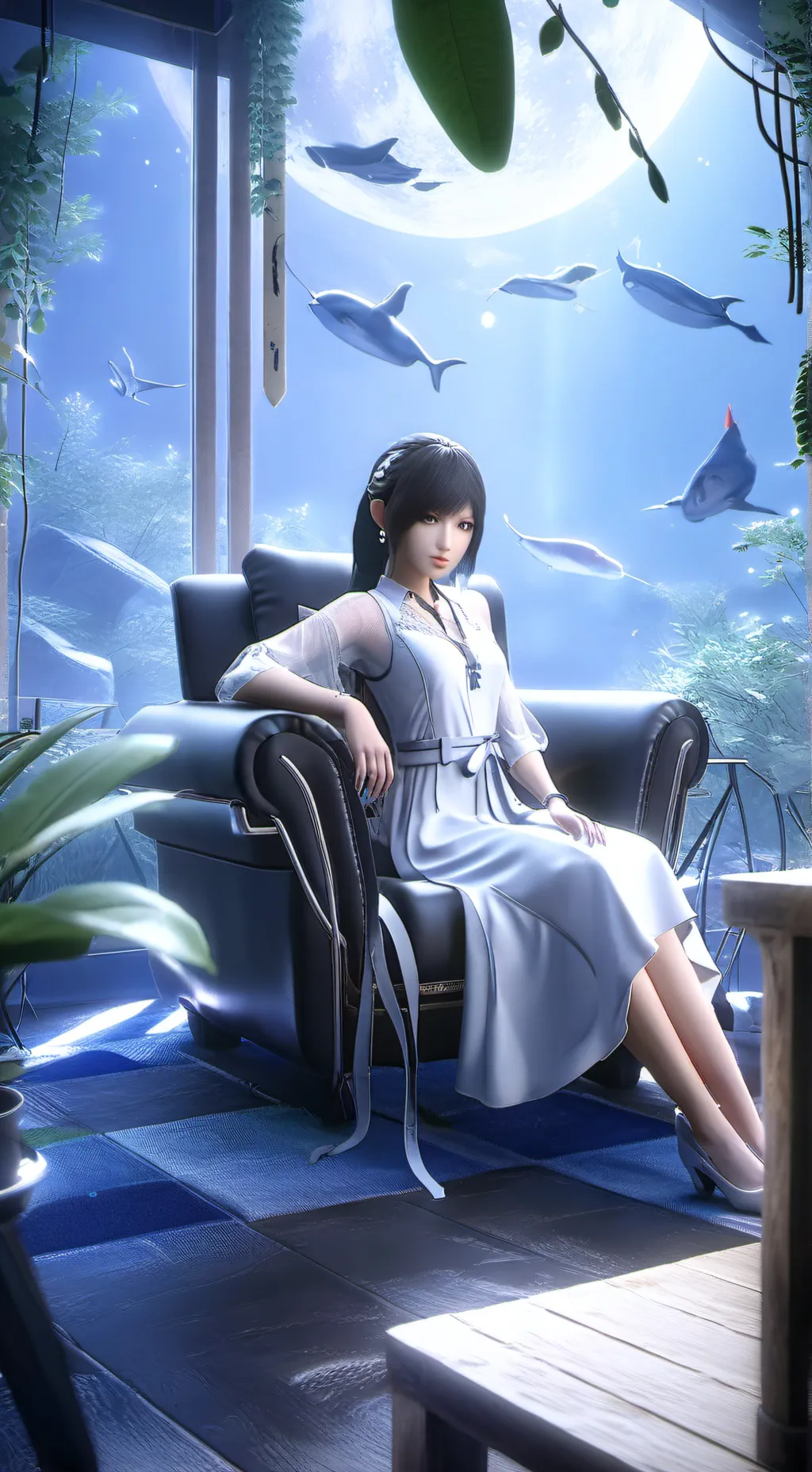 ai character: Blue background