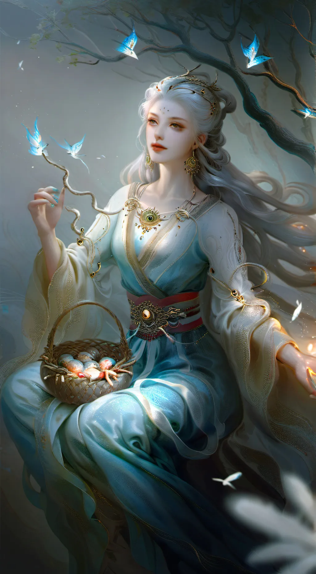 ai character: White lily cookie  background