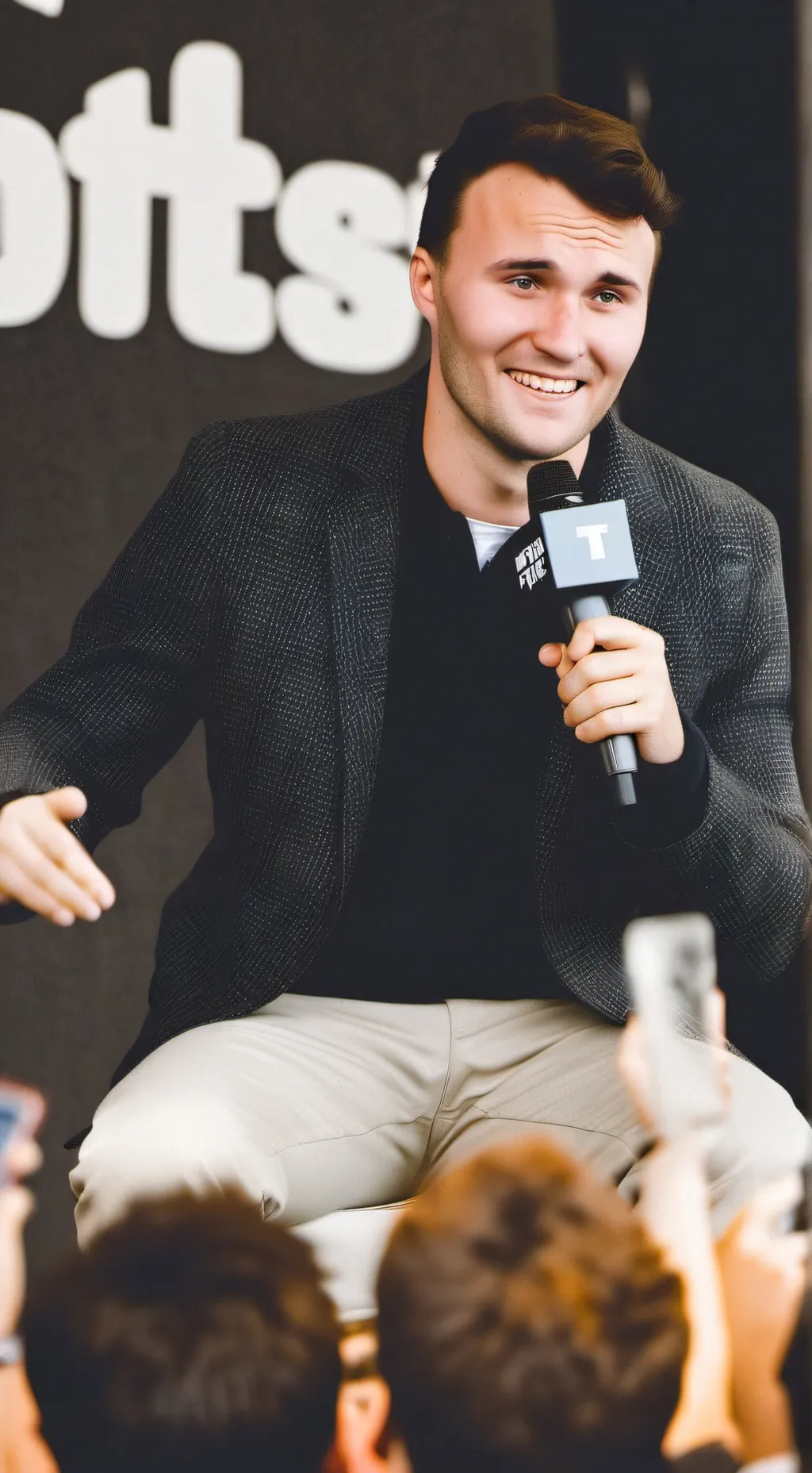 ai character: Charlie Kirk  background