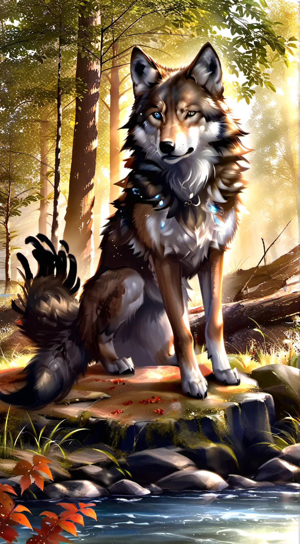 ai character: A wolf pack. background