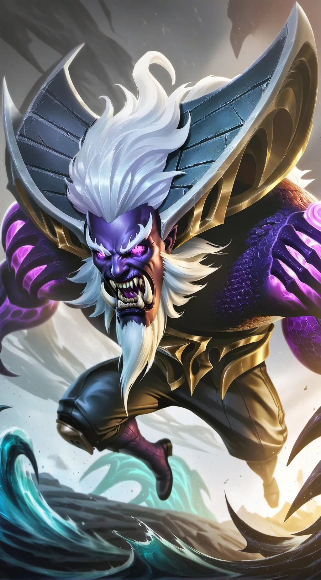 ai character: Purple blood background