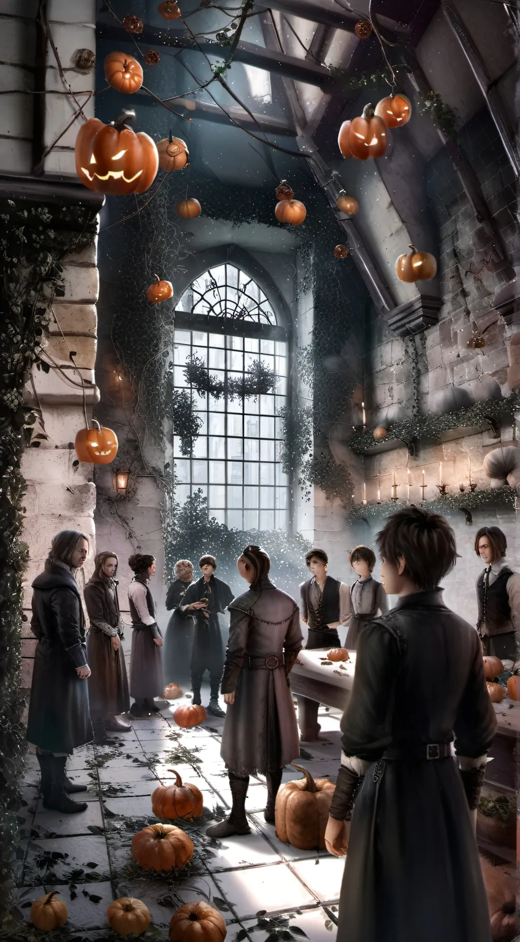 ai character: Hogwarts Halloween background