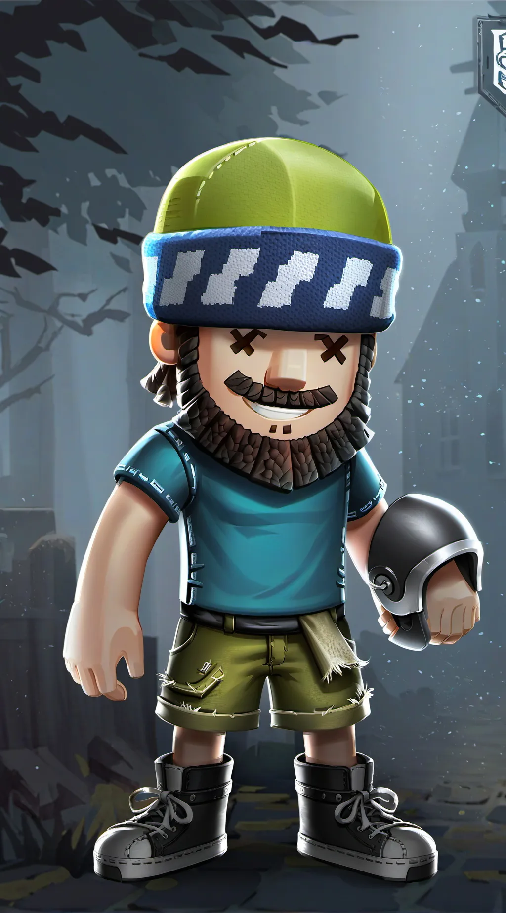 ai character: Helmet noob background