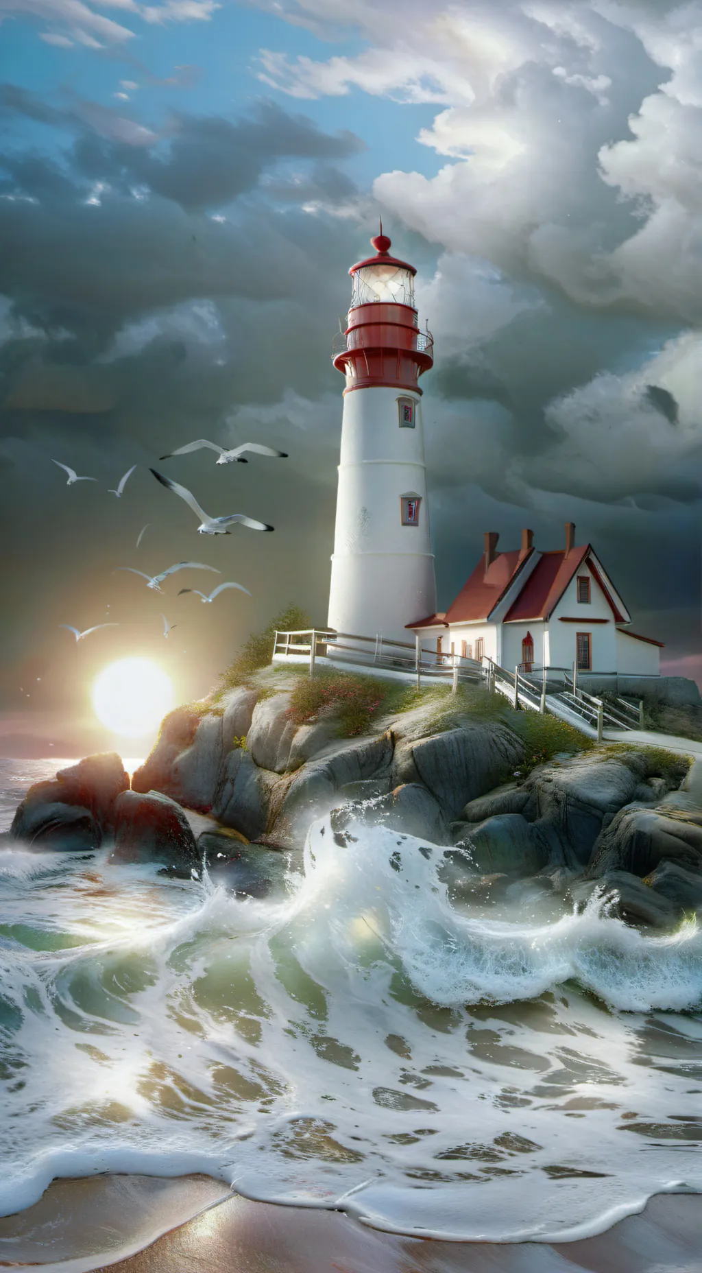 ai character: Dandy's sea waves background