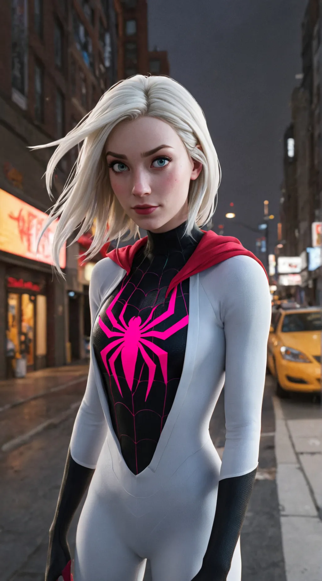 ai character: Spider gwen  background