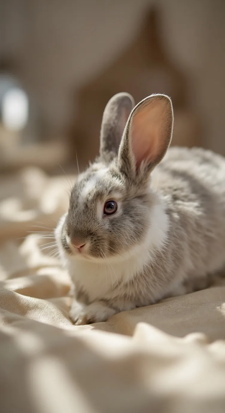 ai character: Bunny on a silkbed background