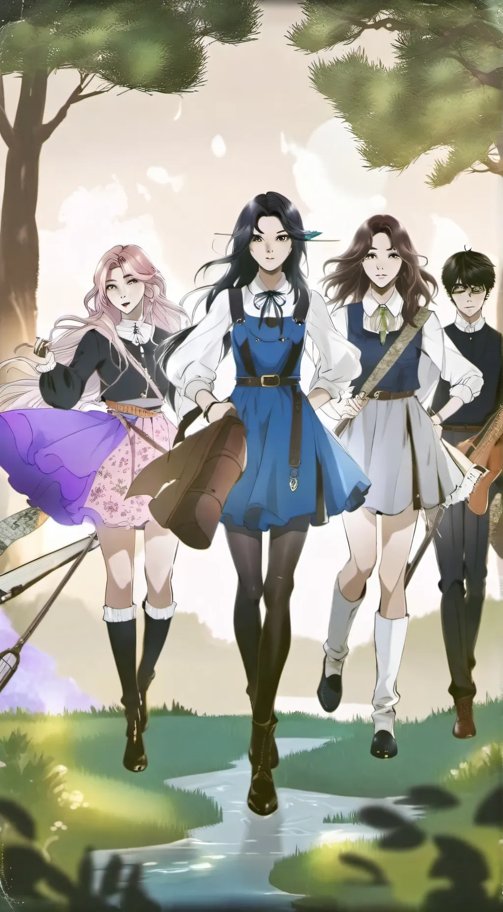 ai character: girl band background