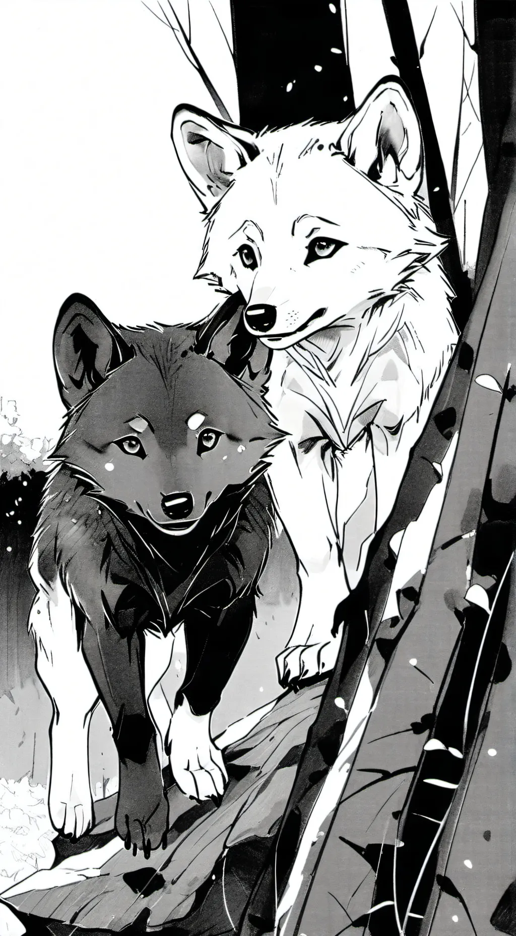 ai character: shadow and snow  background