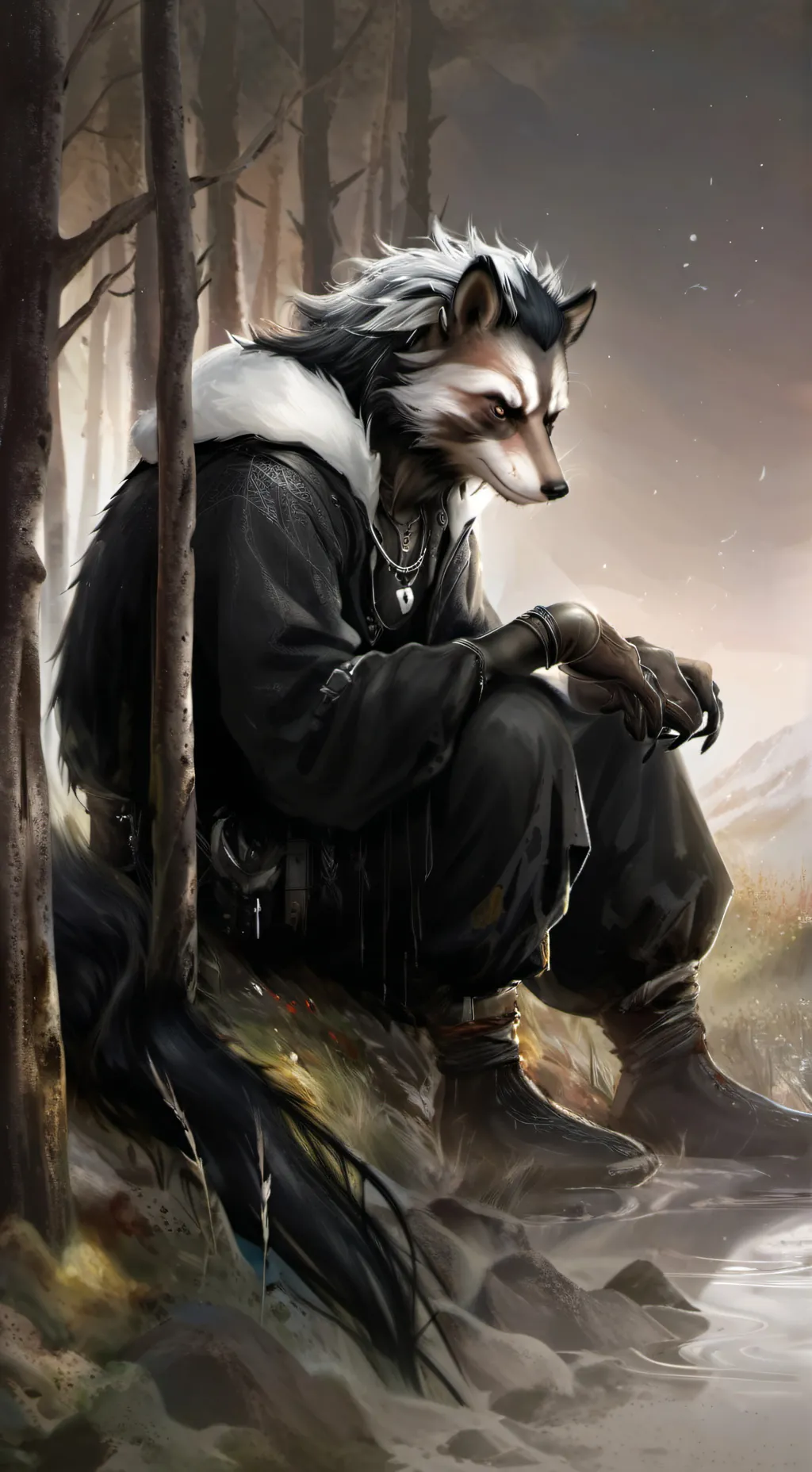 ai character: rockotheskunkwolf background